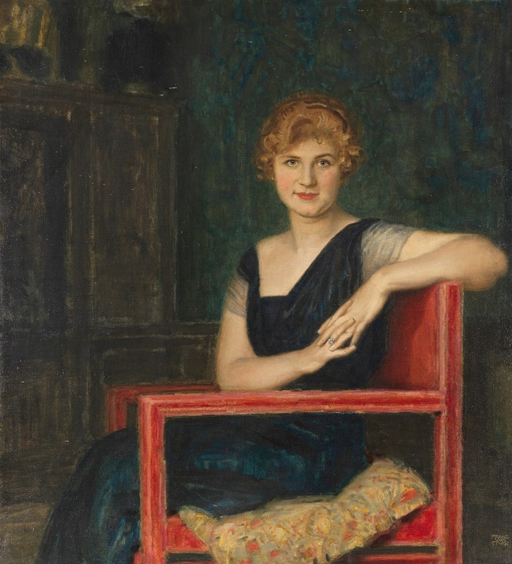 A portrait of a lady by Franz von Stuck showcasing intricate details.