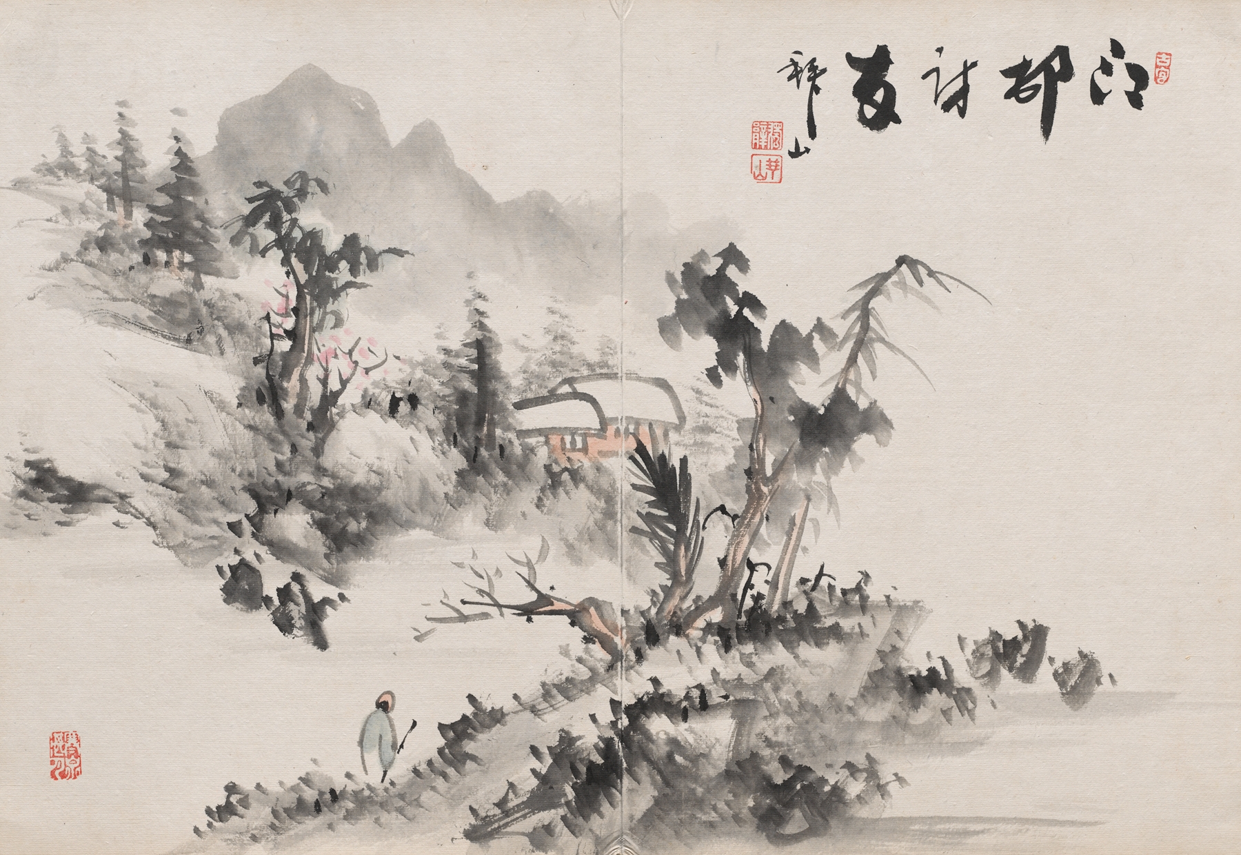 Ukiyo-e by Yoshitsugu Haizan depicting gentle figures with serene expressions.