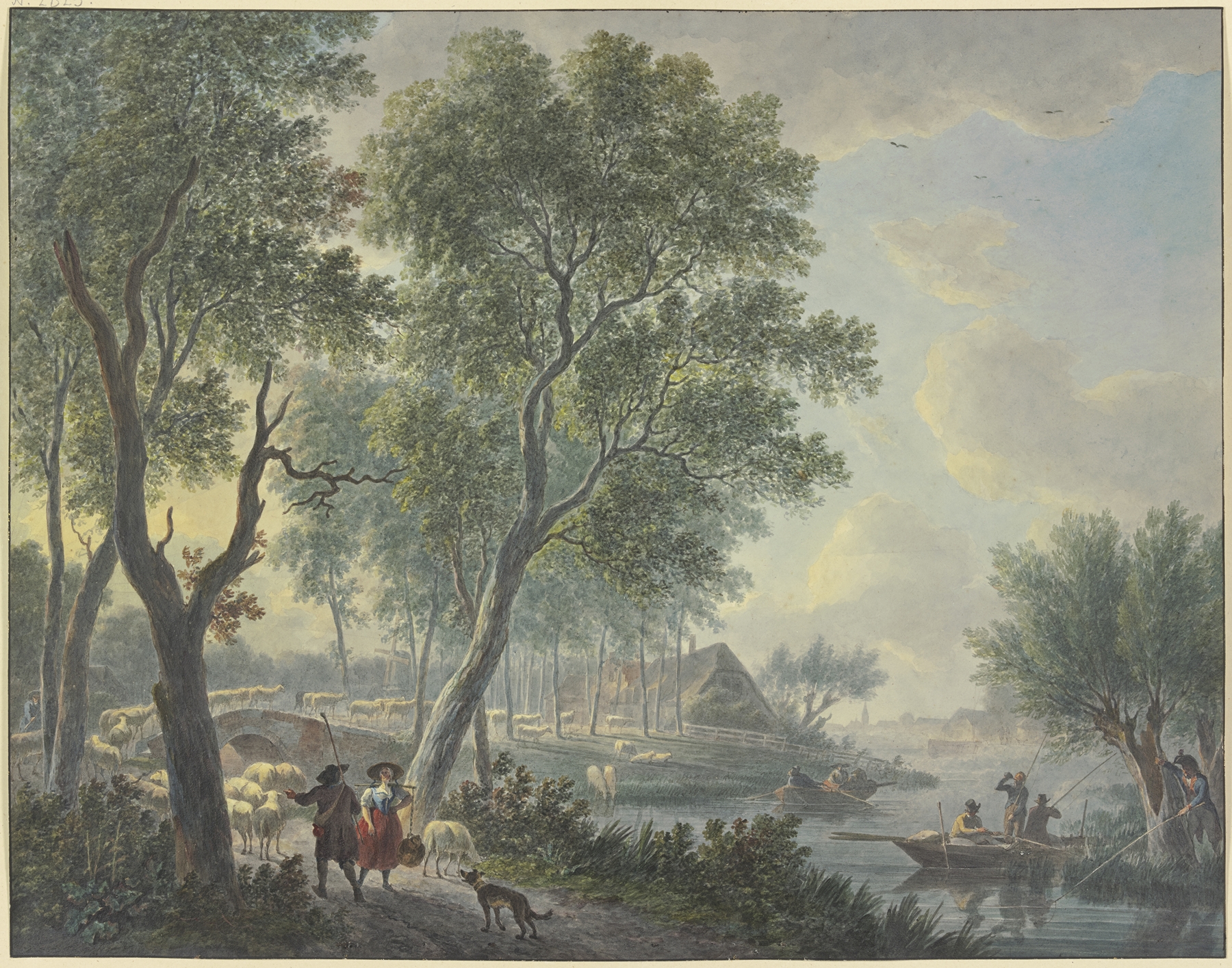Genre scene with shepherd and milkmaid, oil on canvas by Abraham Teerlink