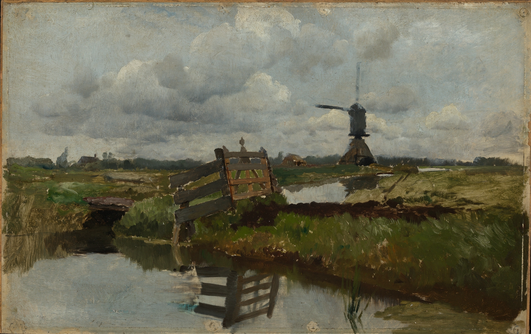 Dutch Golden Age landscape with a windmill by Hermann Baisch