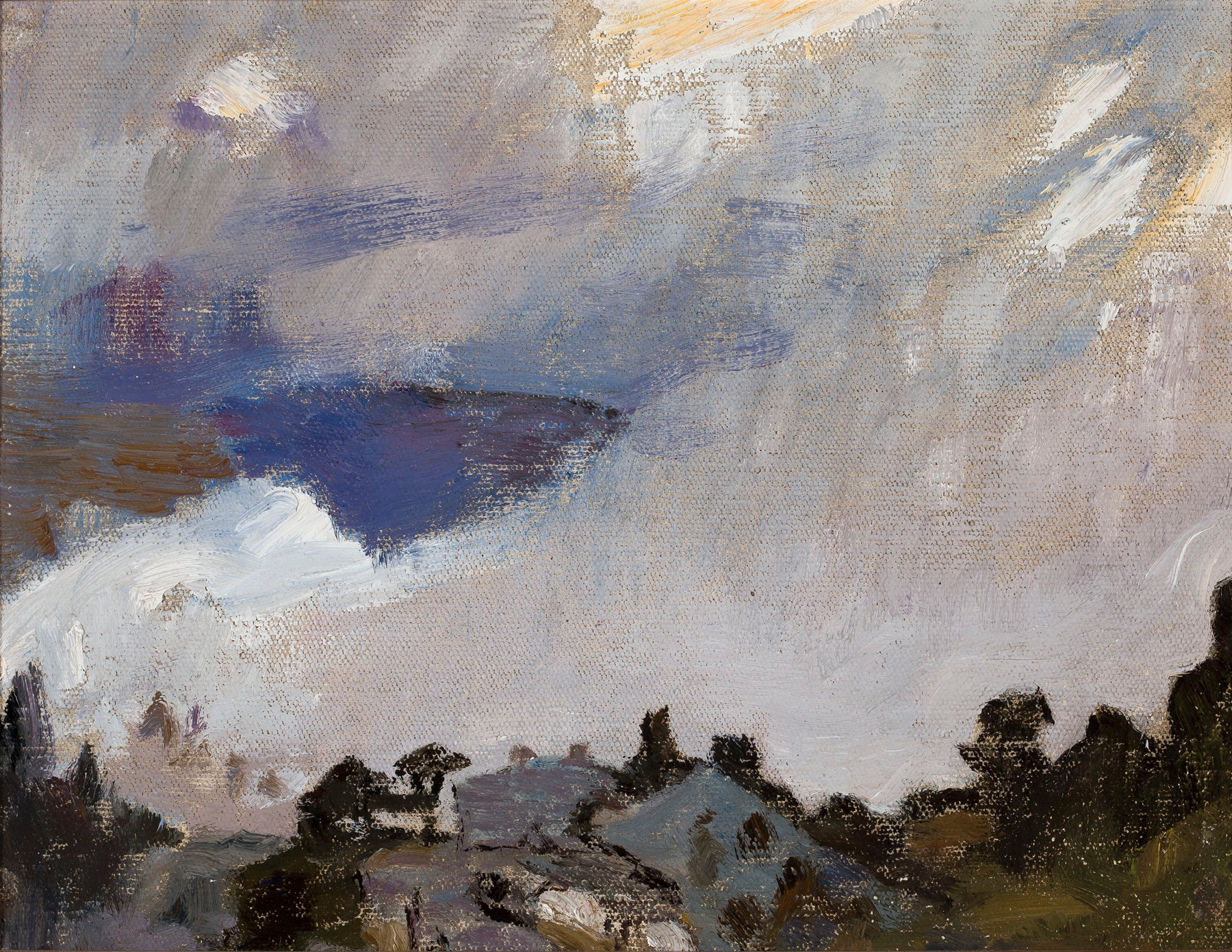 The Himalayas oil painting by Jan Ciągliński depicting mountains and clouds