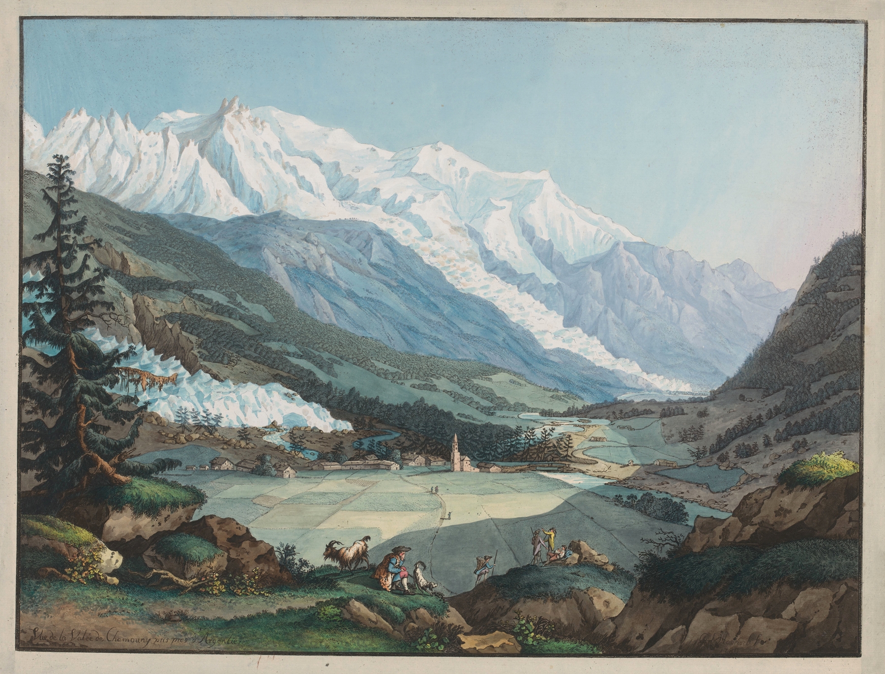 Vue de la Valée de Chamouny pris pres d’Argentière, by Carl Ludwig Hackert, public domain