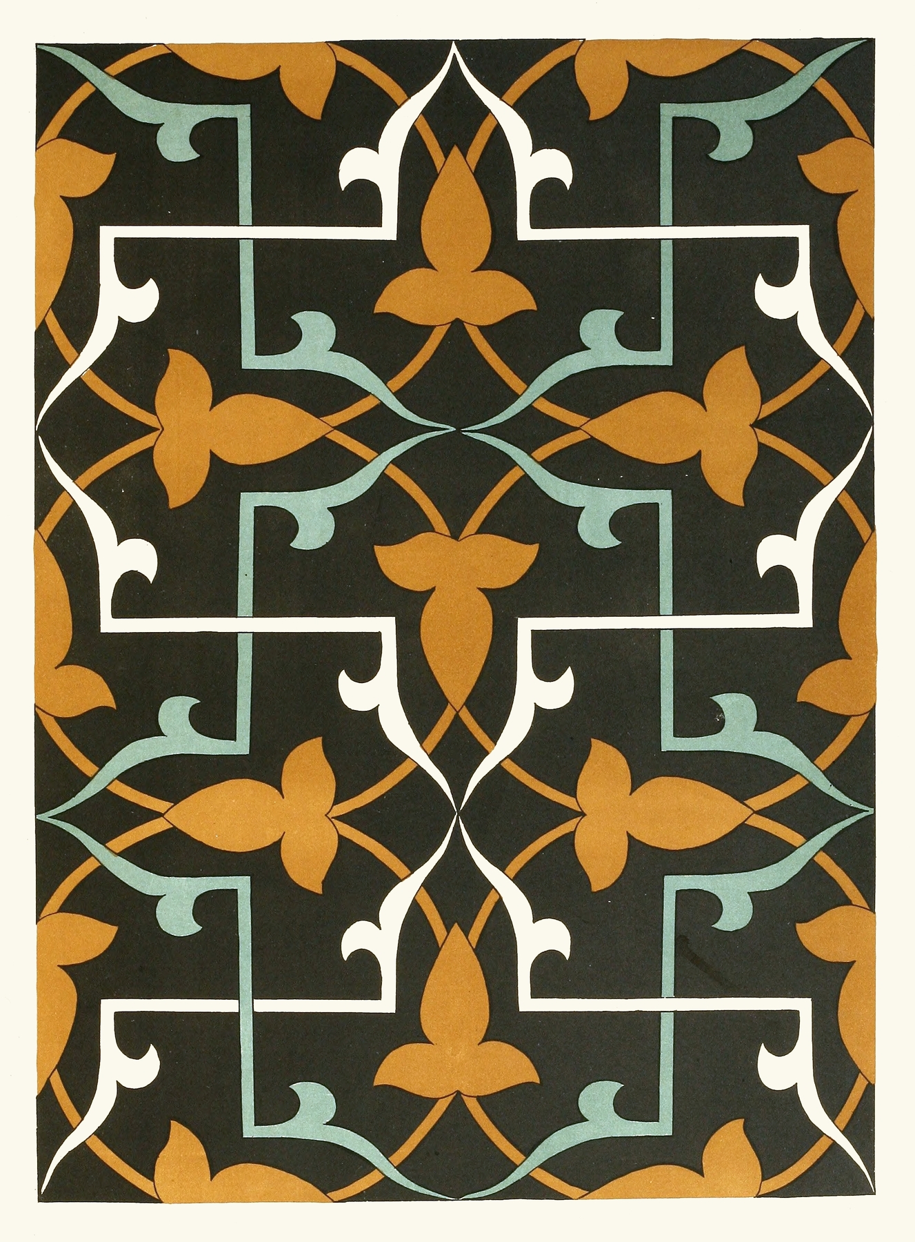Ornamental tiles by Afghan Boundary Commission, featuring intricate designs in blue and gold.