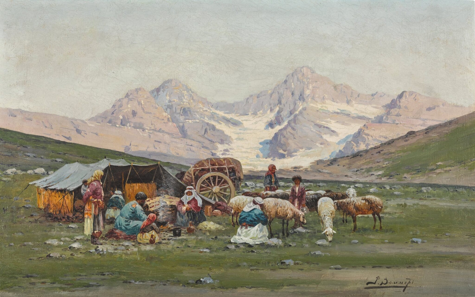 Landscape with mountains and mist, oil on canvas by Richard Karlovich Zommer
