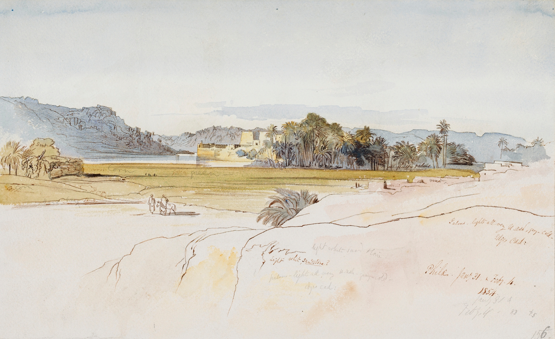 Philae, Egypt, by Edward Lear, public domain