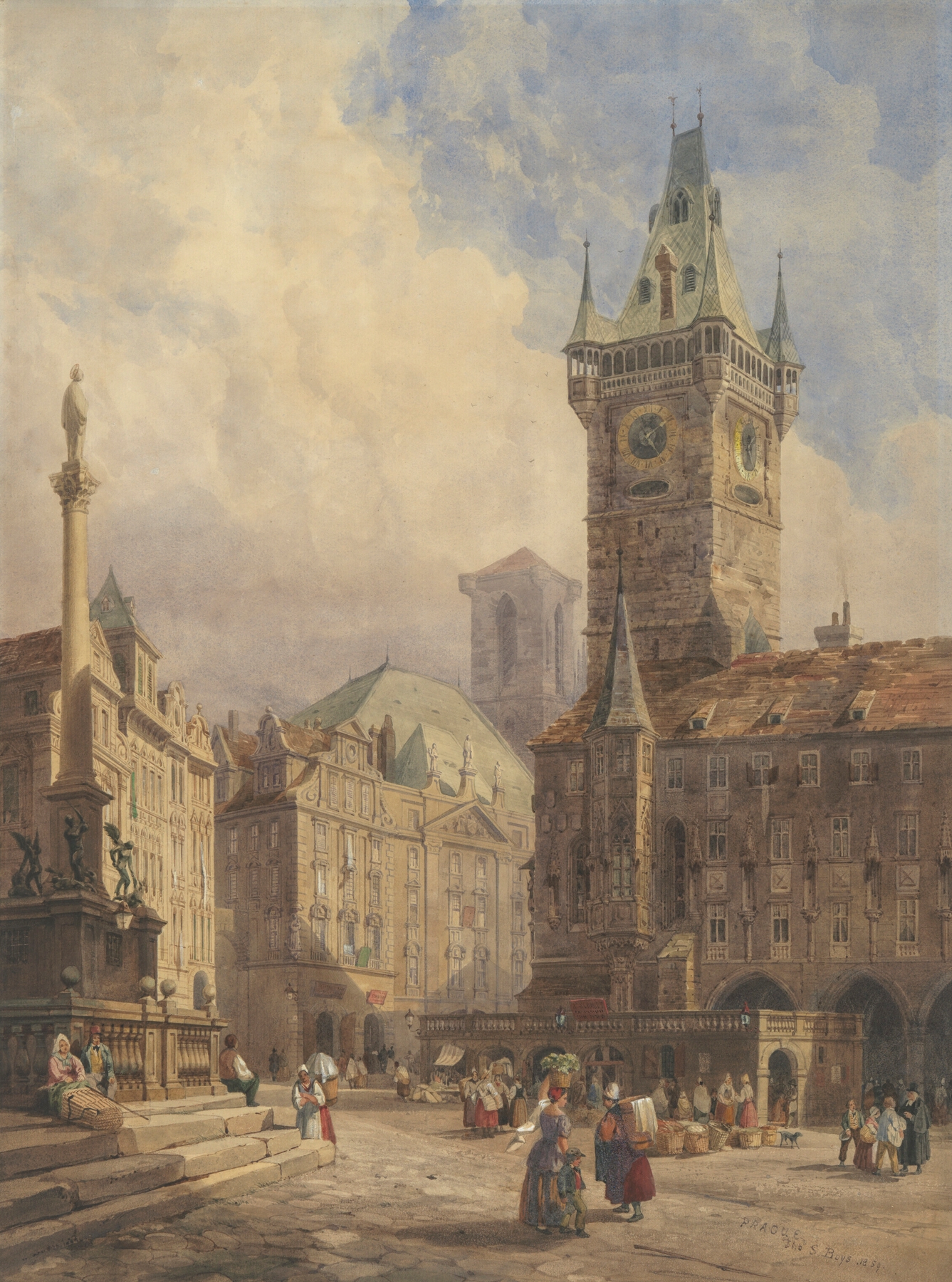 Rathaus from Old Town Square, Prague, by Thomas Shotter Boys, public domain