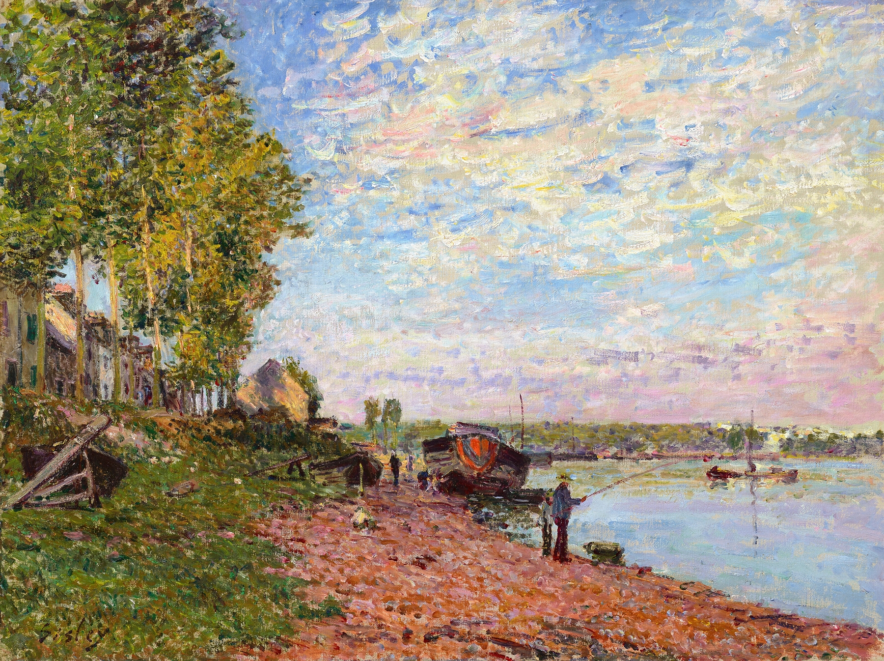 Le Loing à Saint-Mammès by Alfred Sisley, oil on canvas, depicting a tranquil river landscape.