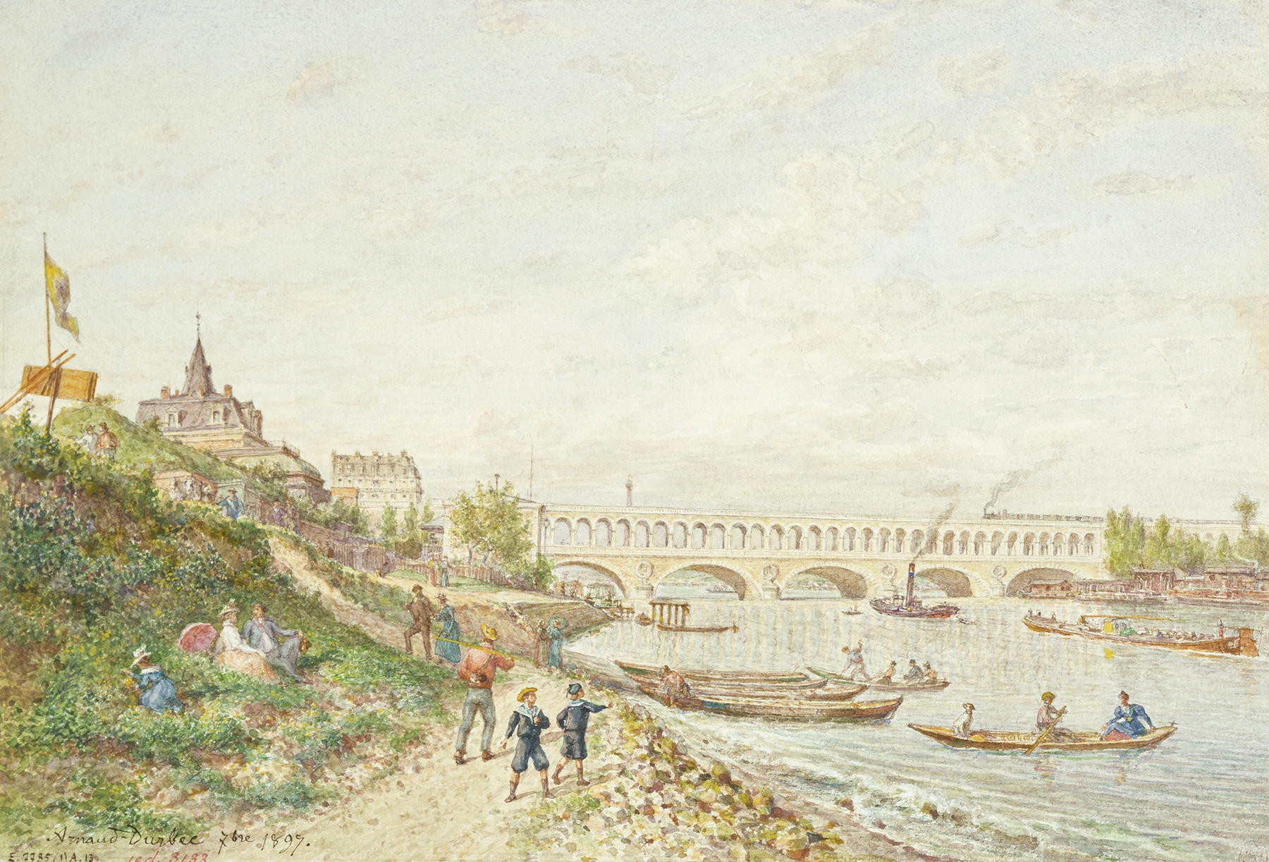 Viaduc du Point du jour, oil painting by Jean-Baptiste-François Arnaud-Durbec