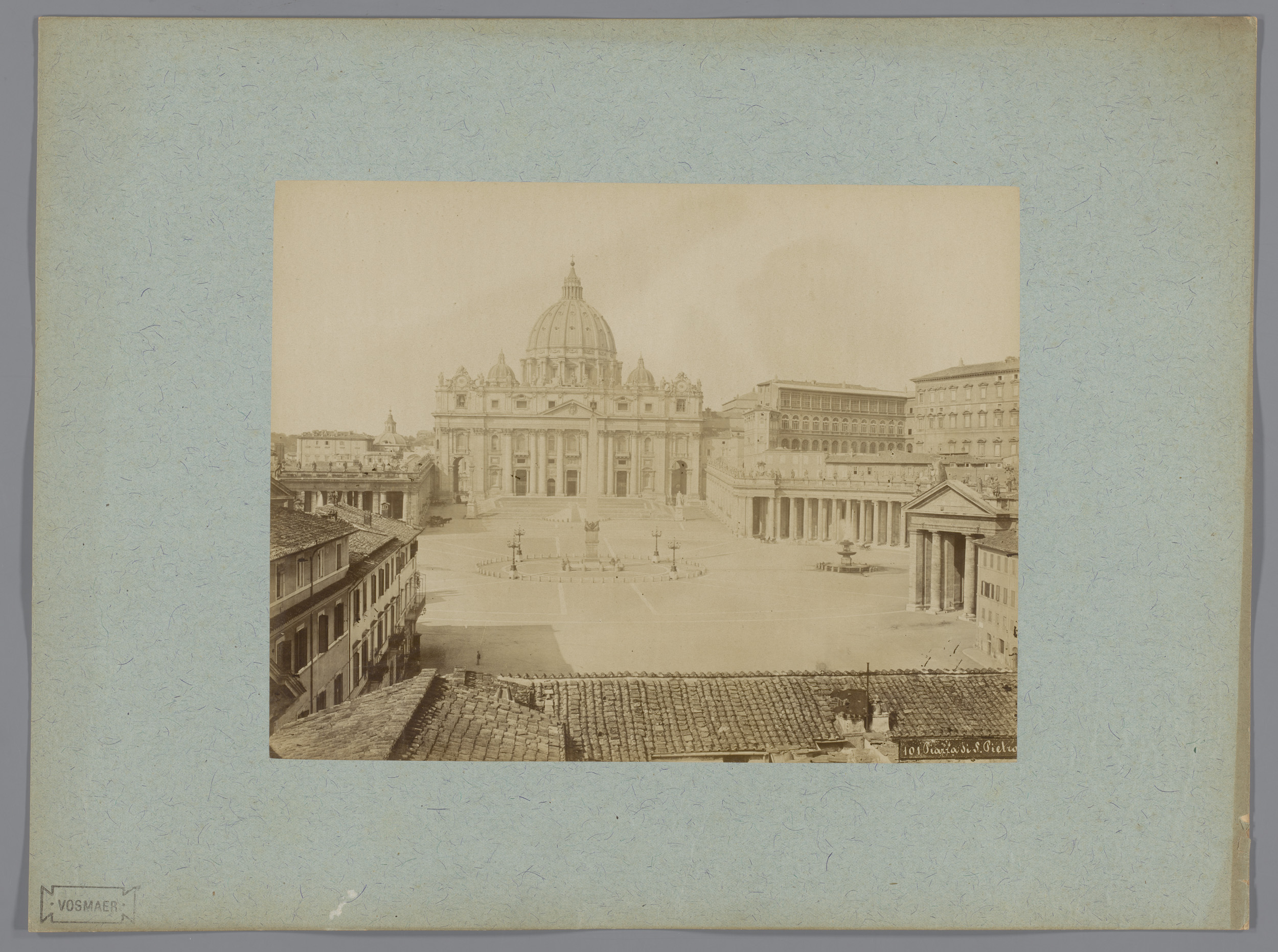 Albumen print of St. Peter's Basilica and St. Peter's Square by Unknown Artist