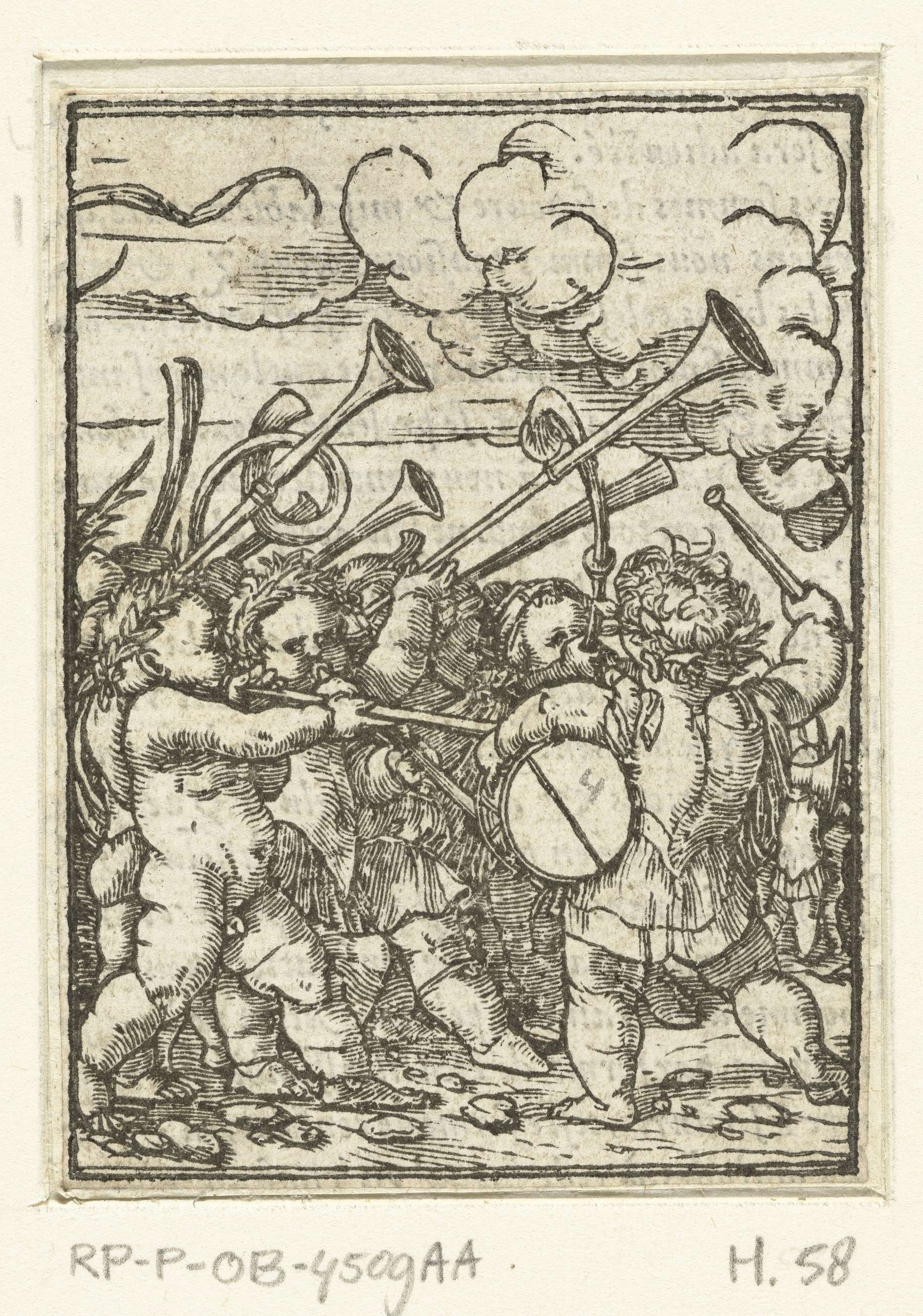 Children with musical instruments, paper by Veit Rudolf Specklin