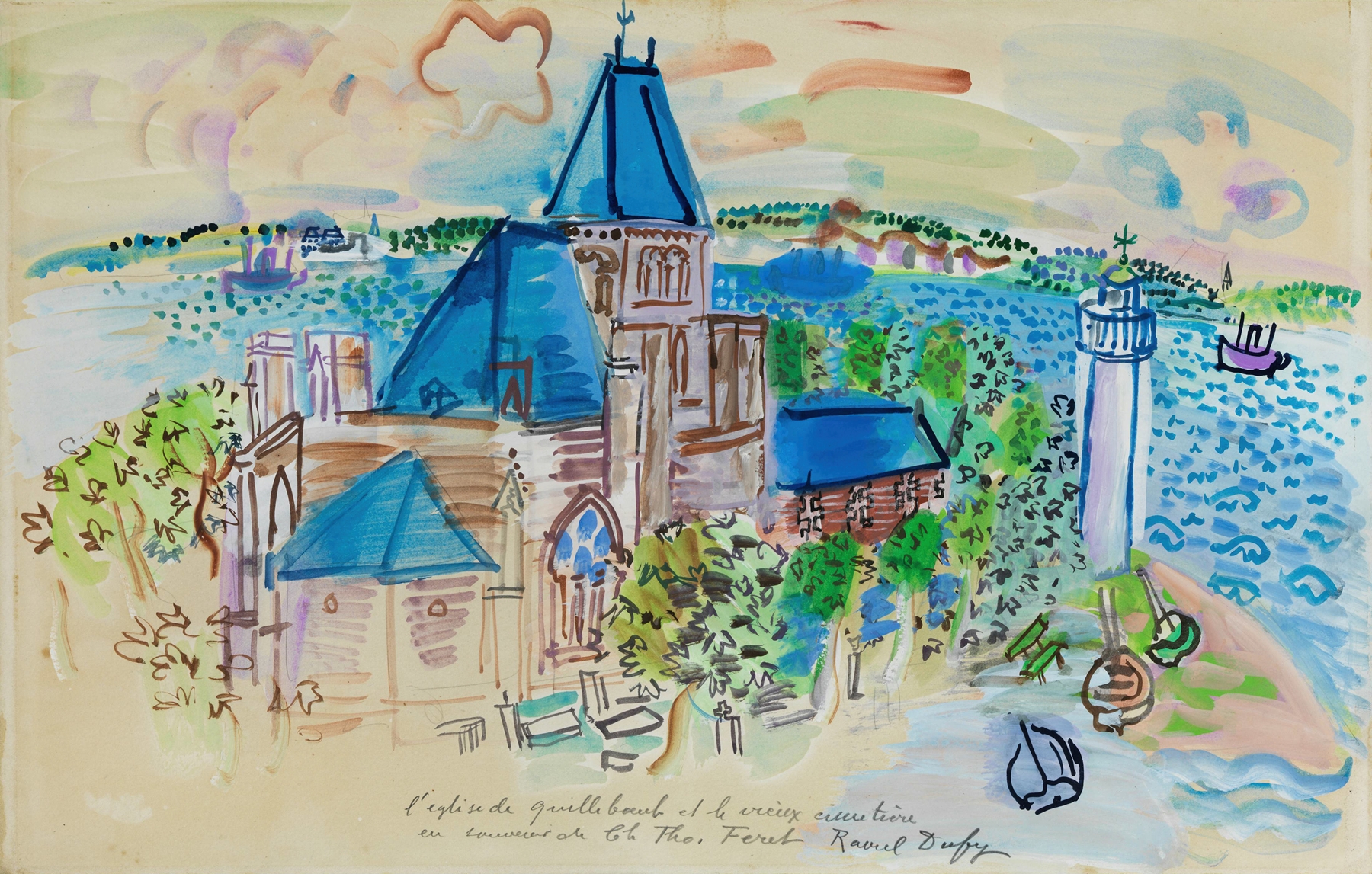 L’Église de Quillebeuf, by Raoul Dufy, public domain