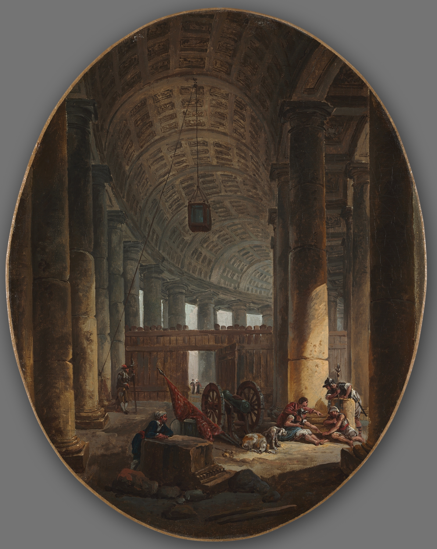 The Colonnade of St. Peter’s, Rome, during the Conclave, by Hubert Robert, public domain