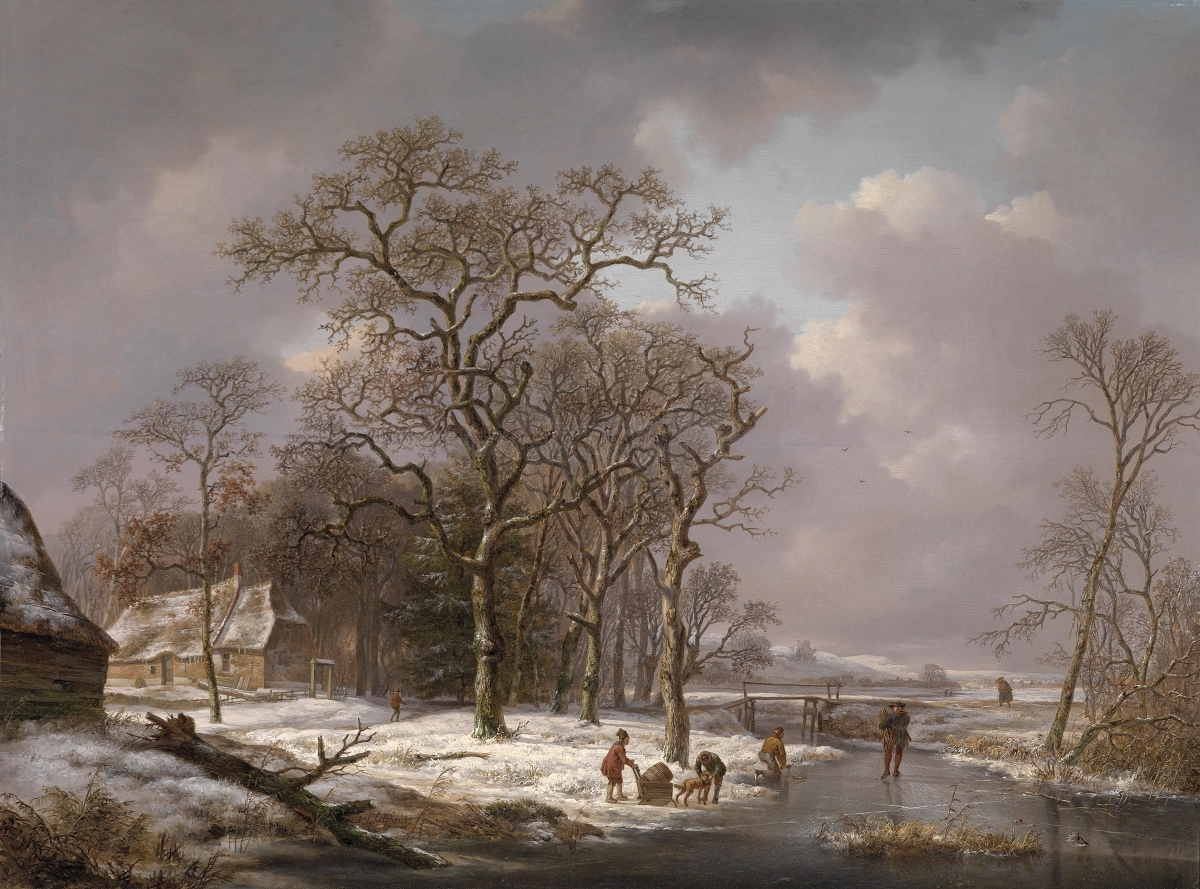 Figures In A Winter Landscape, by Andreas Schelfhout, public domain