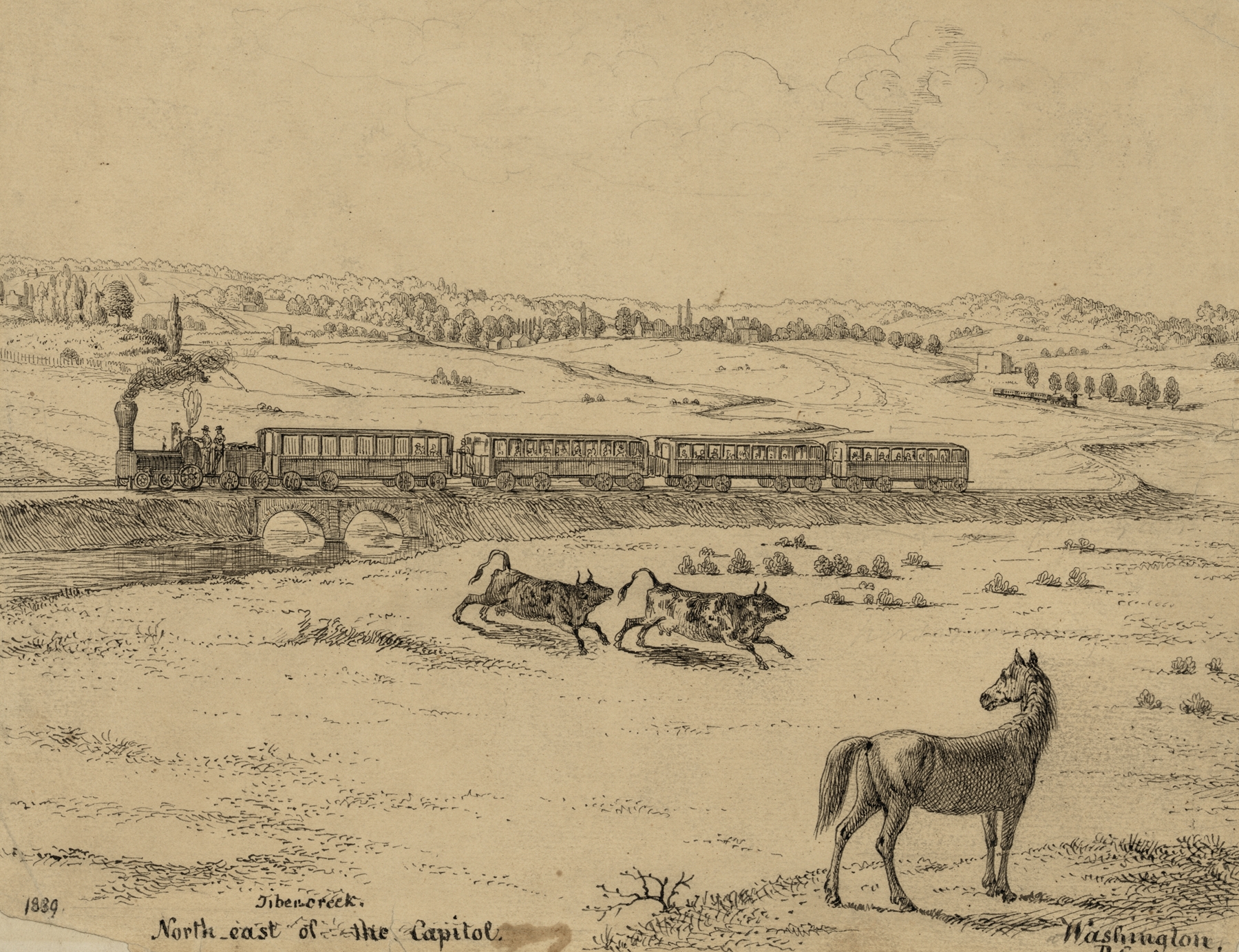 Tiber Creek north-east of the Capitol. Washington, D.C., by Augustus Köllner, public domain