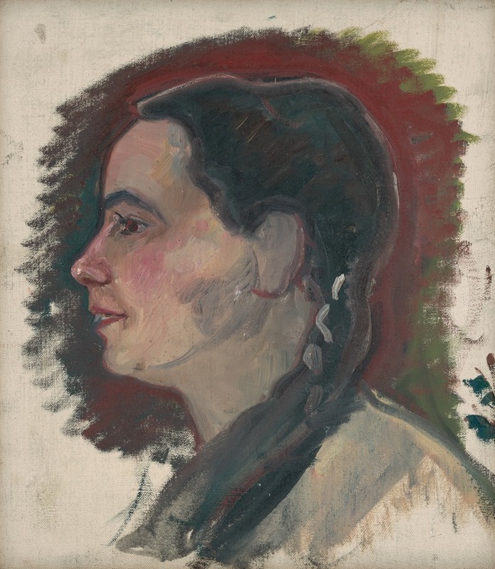 Portrait of a young woman with a braid by Arnold Peter Weisz-Kubínčan.