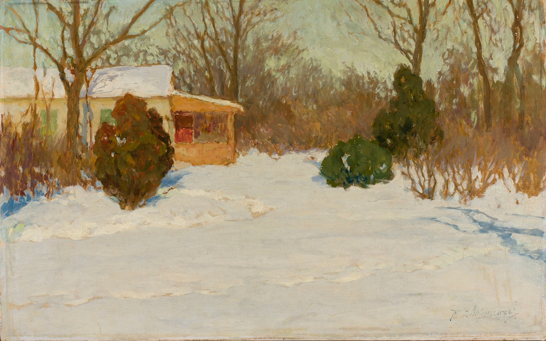 House in a park in winter, oil on canvas by Tite-Jakovlevitch Dvornikoff