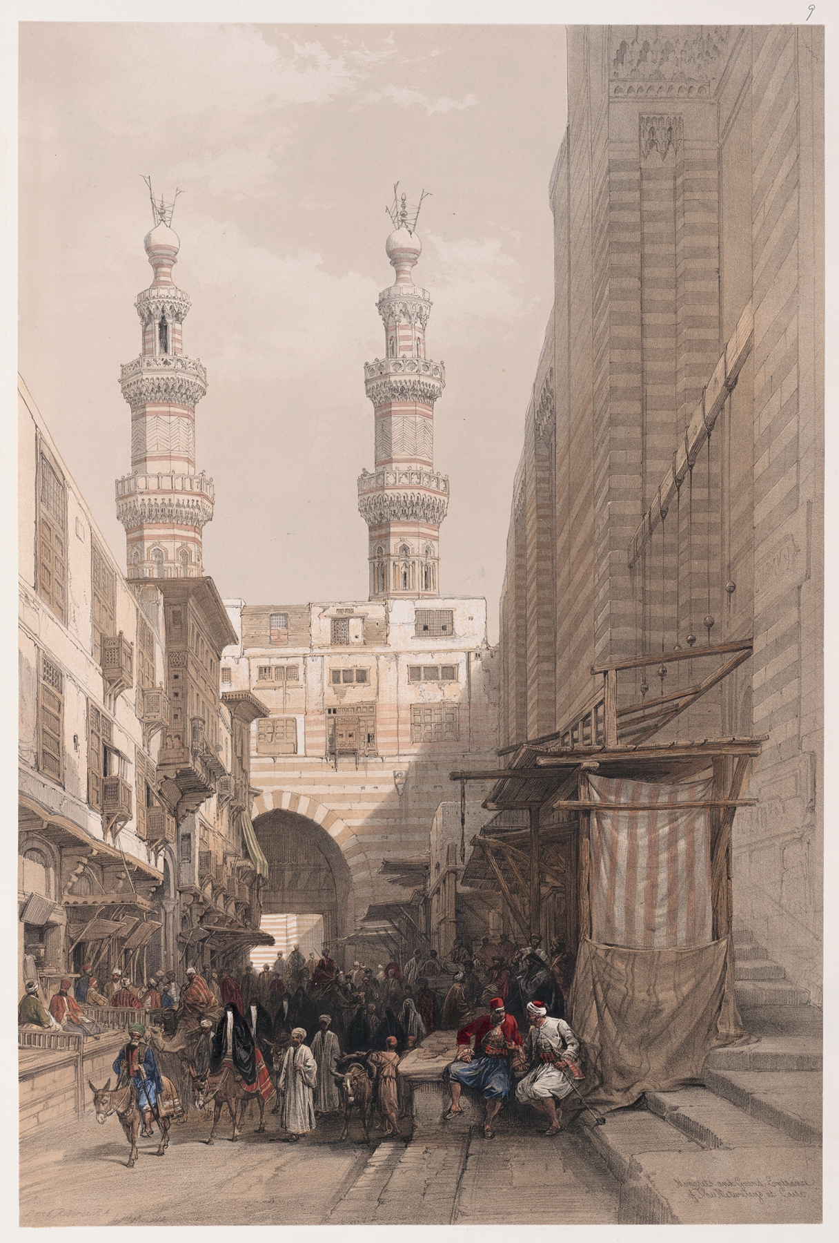 Oil painting by David Roberts depicting minarets and grand entrance in Cairo