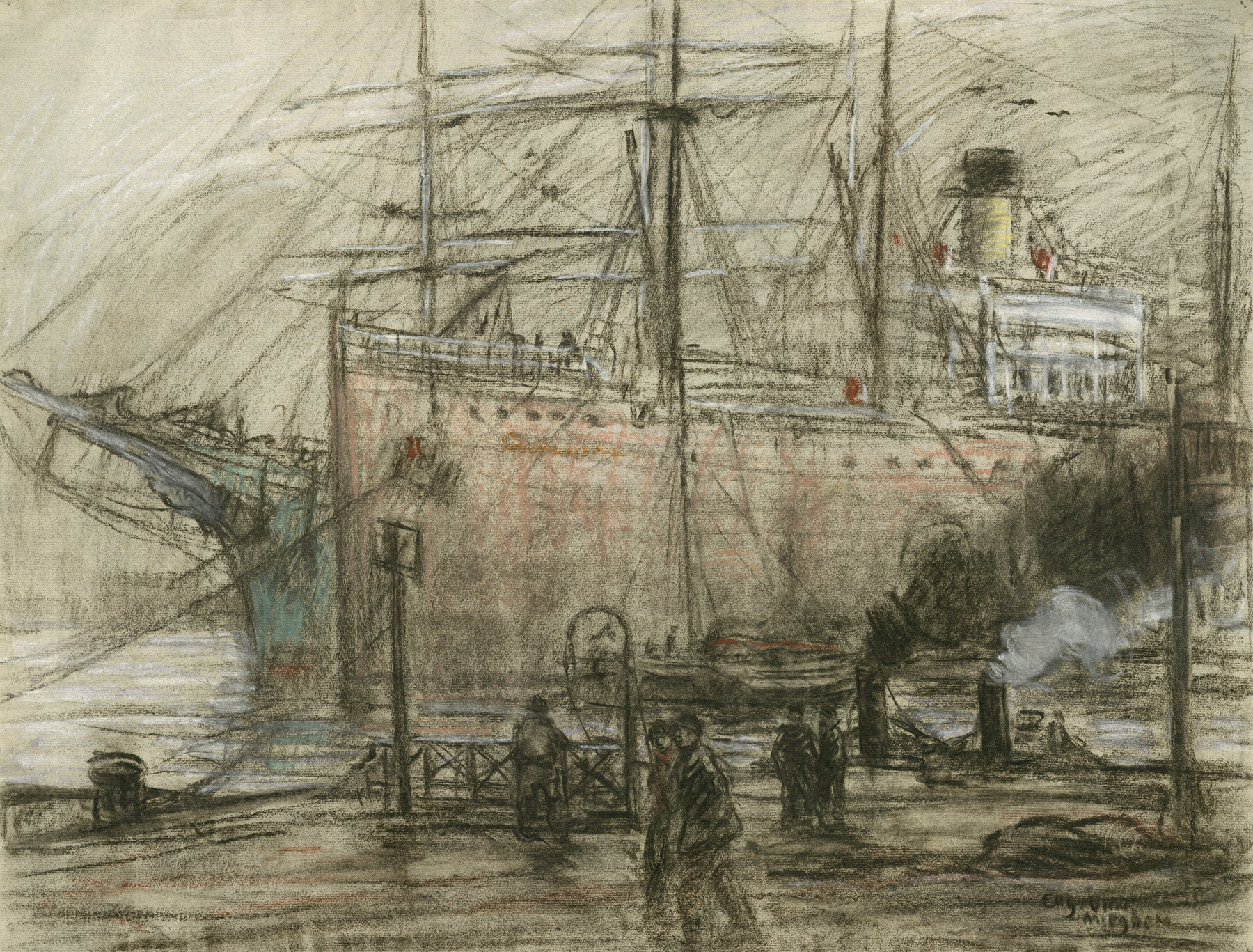 Havengezicht met schepen en sleepboten, by Eugeen Van Mieghem, public domain