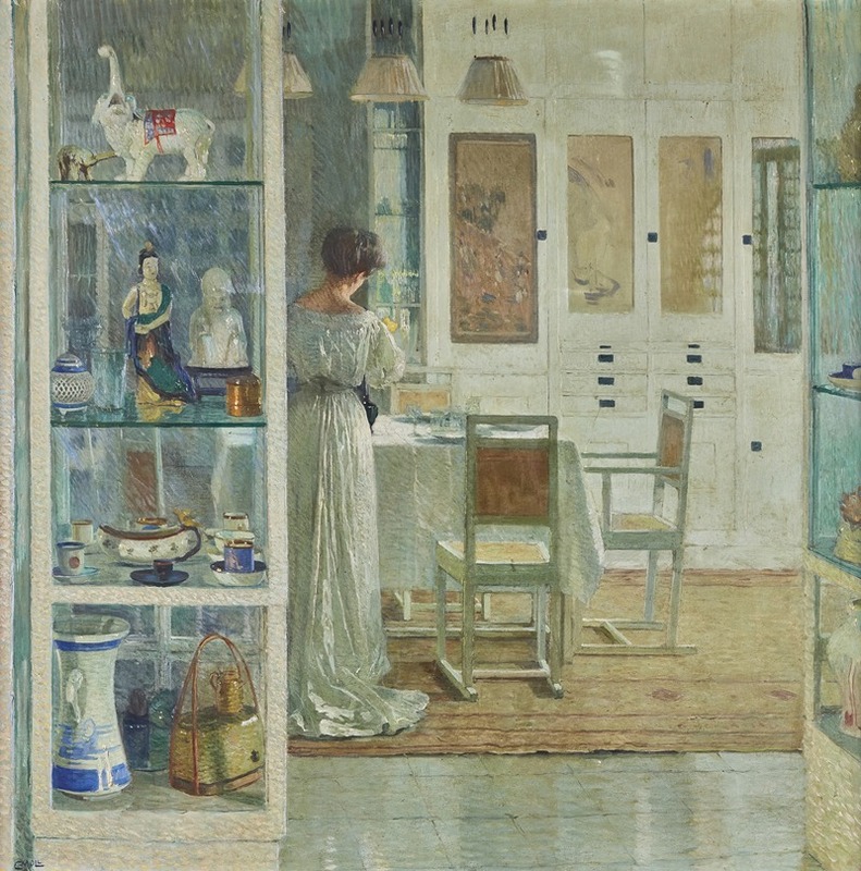 A serene interior scene painted by Carl Moll.