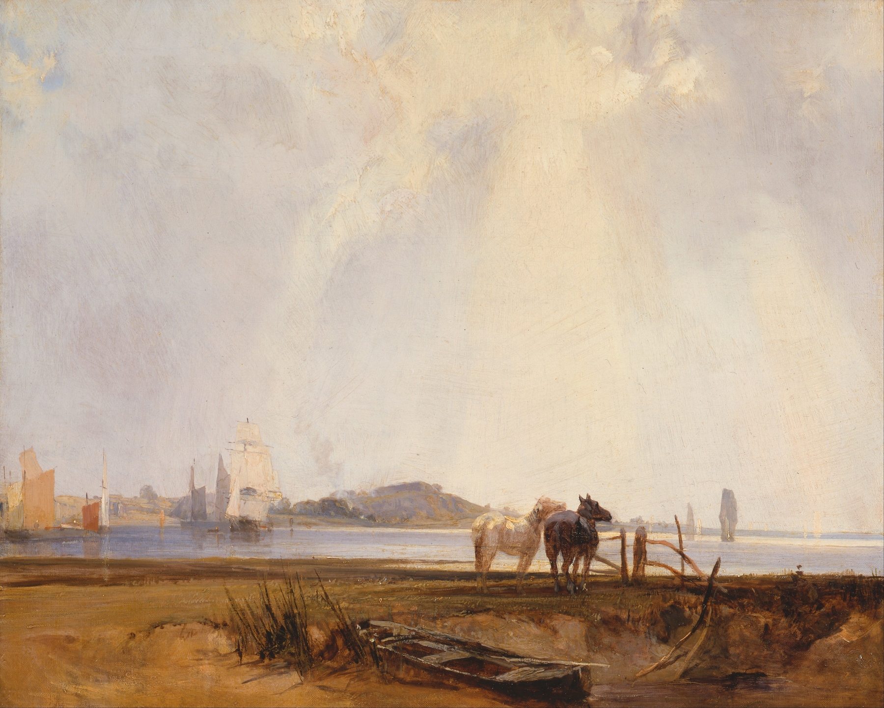 Landscape near Quilleboeuf, France by Richard Parkes Bonington, oil on canvas