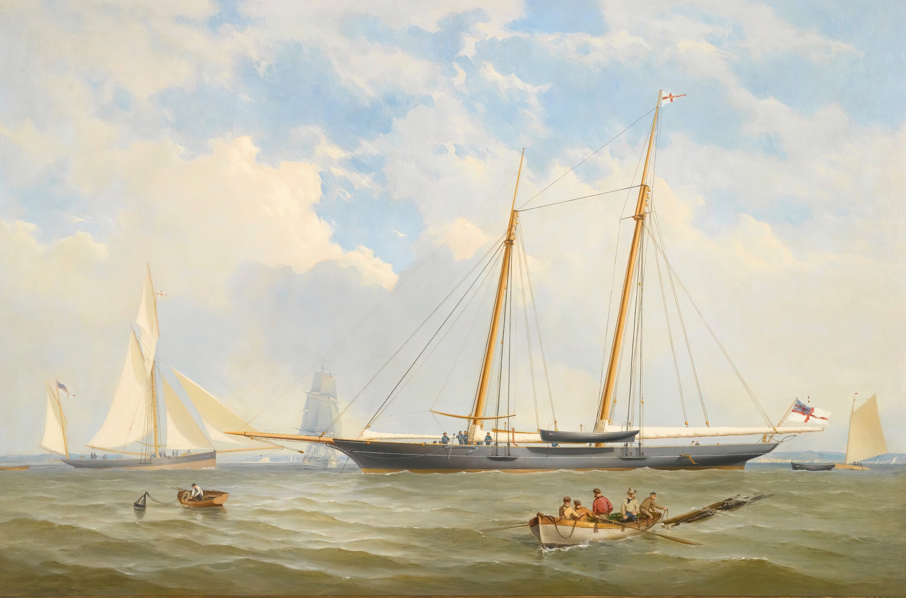 Schooner Viking at anchor off Cowes, oil on canvas by Charles Gregory