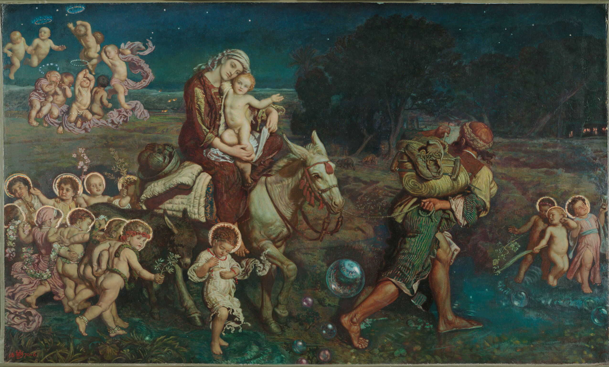 Figurative oil painting by William Holman Hunt depicting children in a glade.