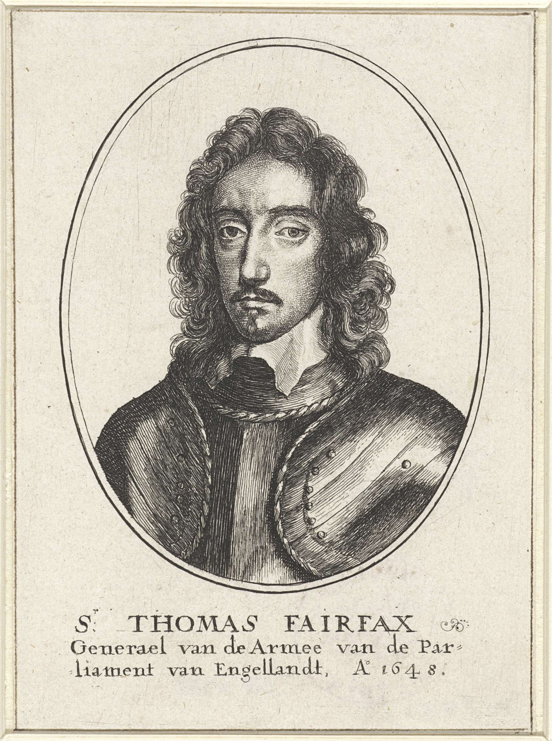 Portrait of Thomas Fairfax, military leader, etching by Wenceslaus Hollar