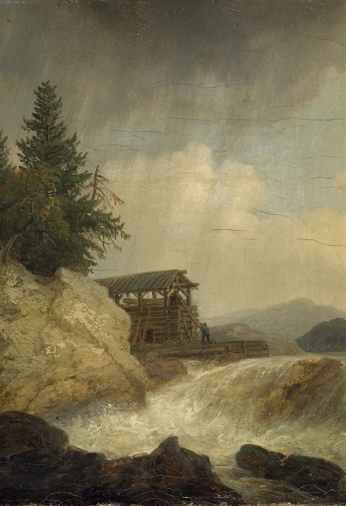 Nordic Landscape with a Waterfall, oil on canvas by Christian Ezdorf