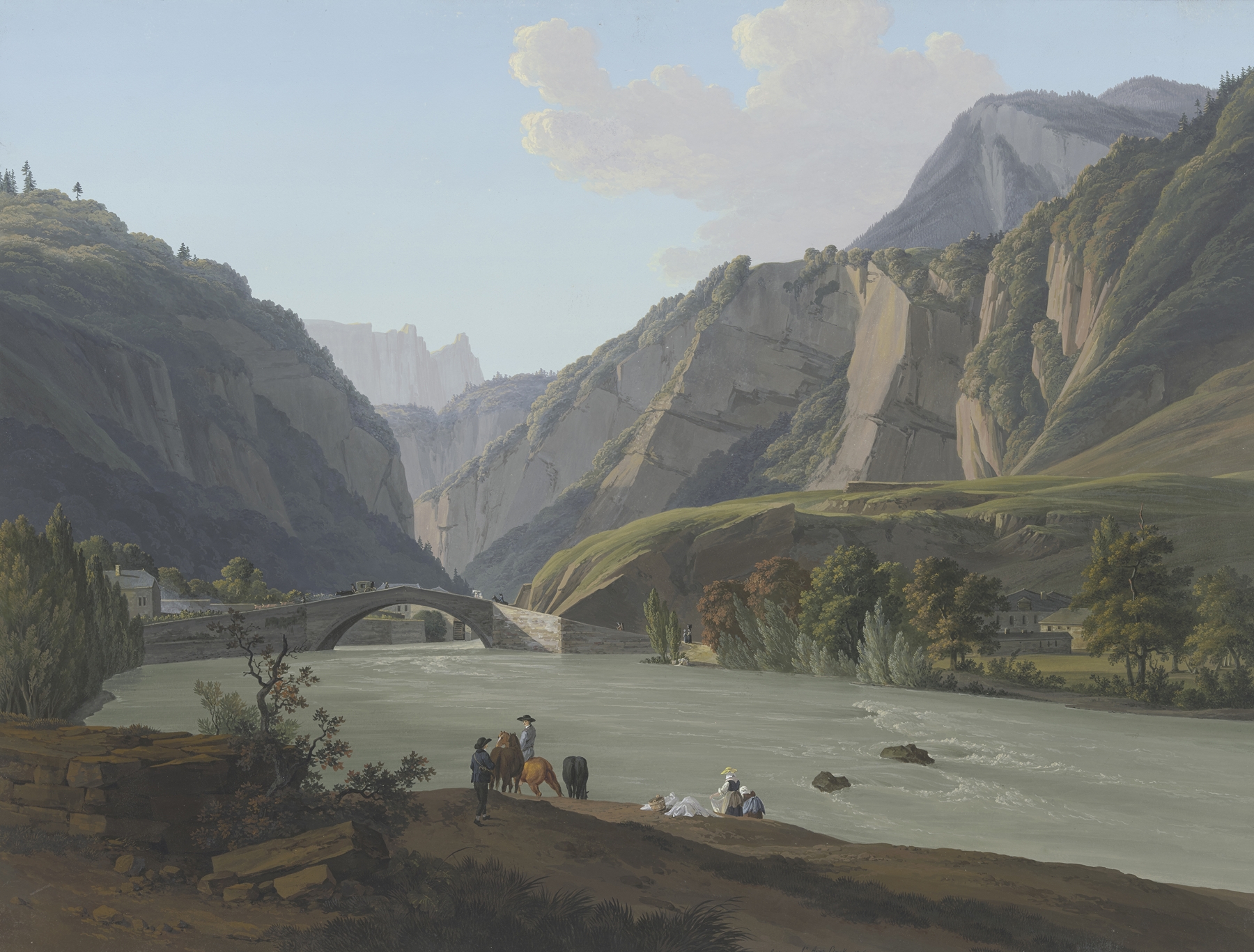 Vue de l’Entrée de Cluse, oil painting by Jean-Antoine Linck