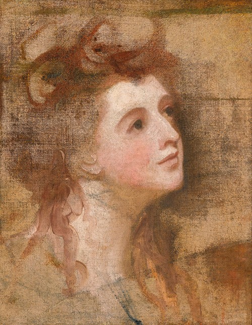 A captivating portrait by George Romney showcasing a lady in elegant attire.