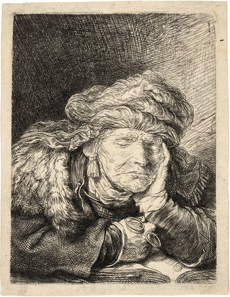 Rembrandt's 'Old Woman Sleeping' captures a serene moment of rest.