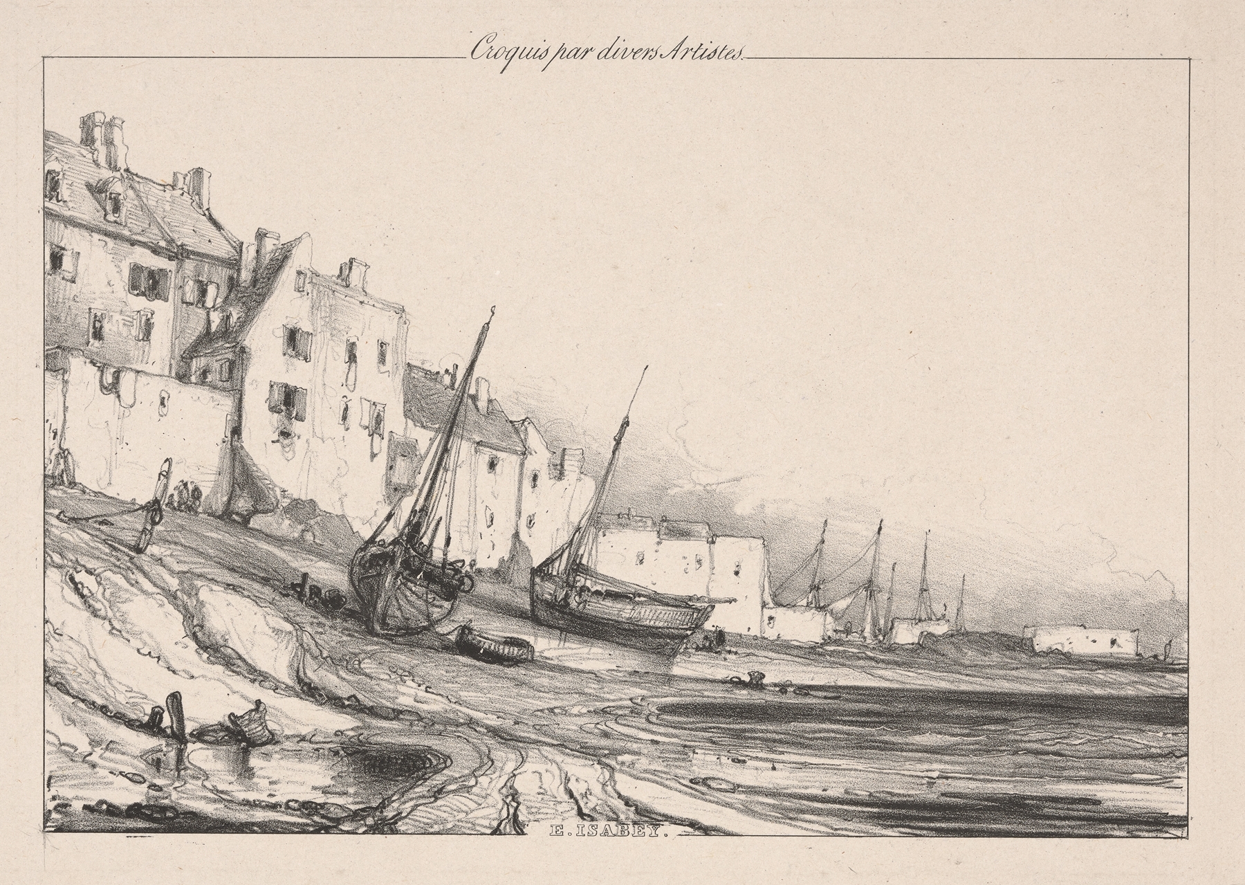 Coastal landscape, by Eugène Isabey, public domain