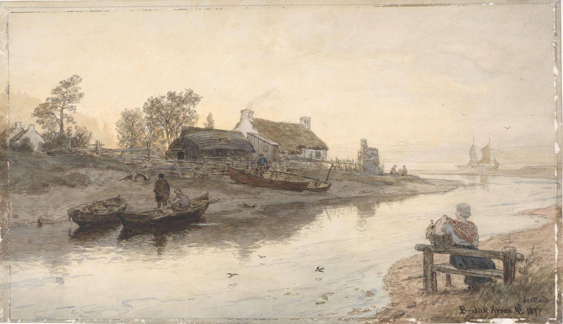 River Mouth at Brodick, Arran, Scotland by Hans Gude, oil painting
