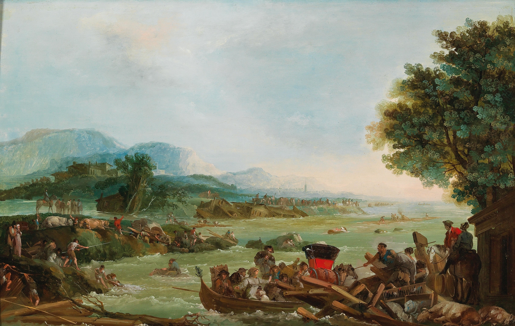 Oil painting of the Tagliamento river by Giuseppe Bernardino Bison