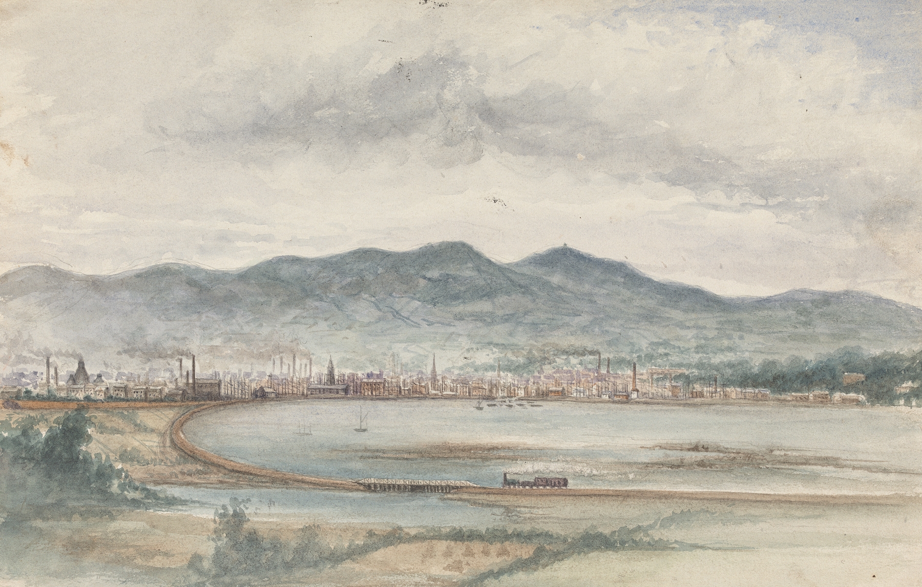 Landscape of Belfast from Bunker’s Hill, oil on canvas by John O'Connor