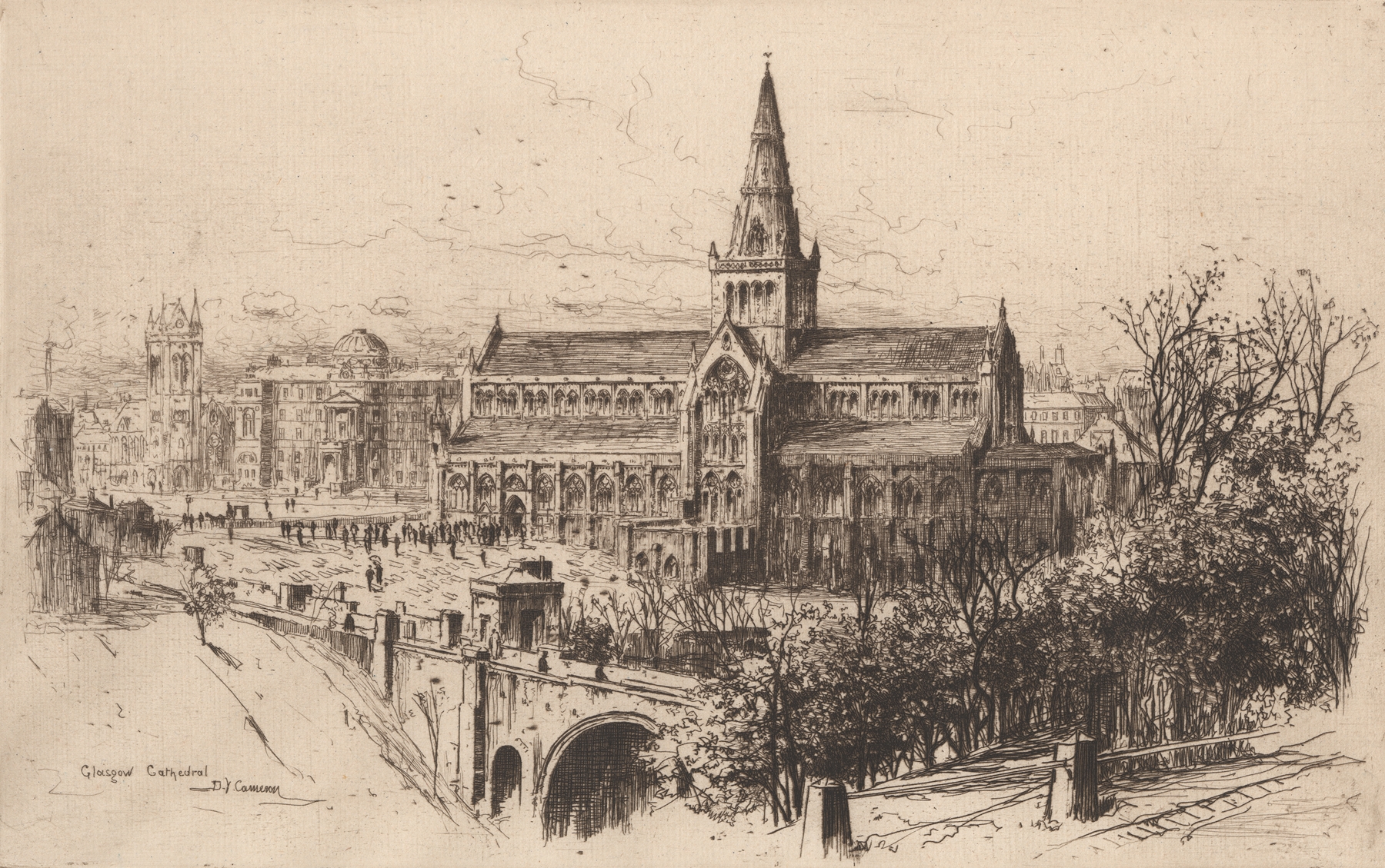 Glasgow Cathedral, by David Young Cameron, public domain