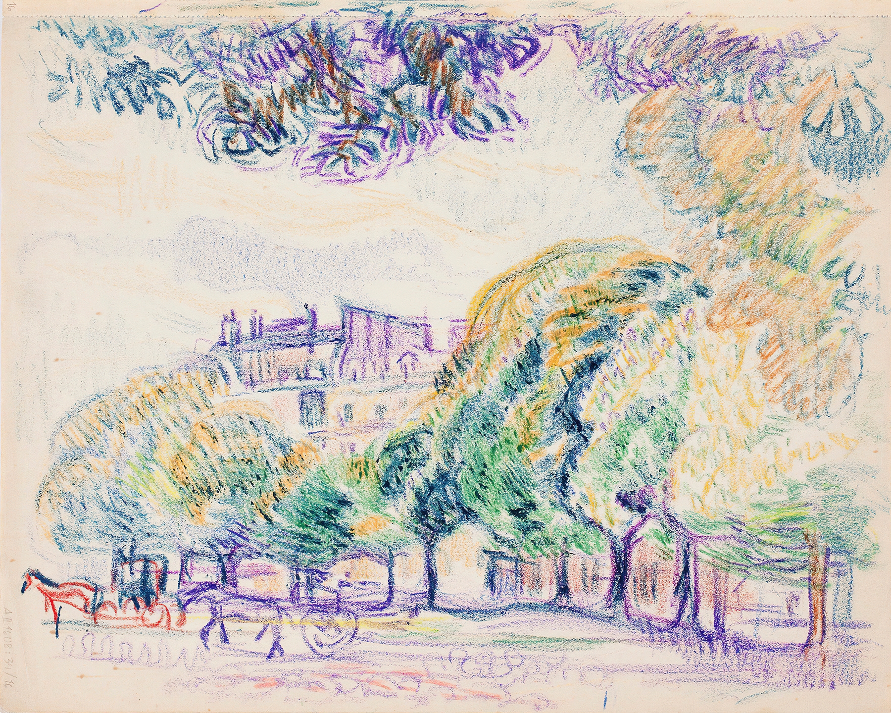 Genre scene with figures in a park by Magnus Enckell, oil painting, 1910-1911