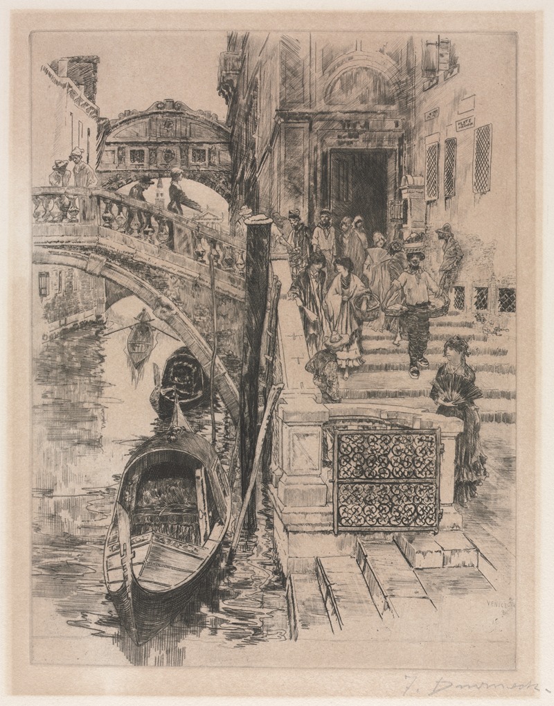 A detailed depiction of the Bridge of Sighs by Frank Duveneck.