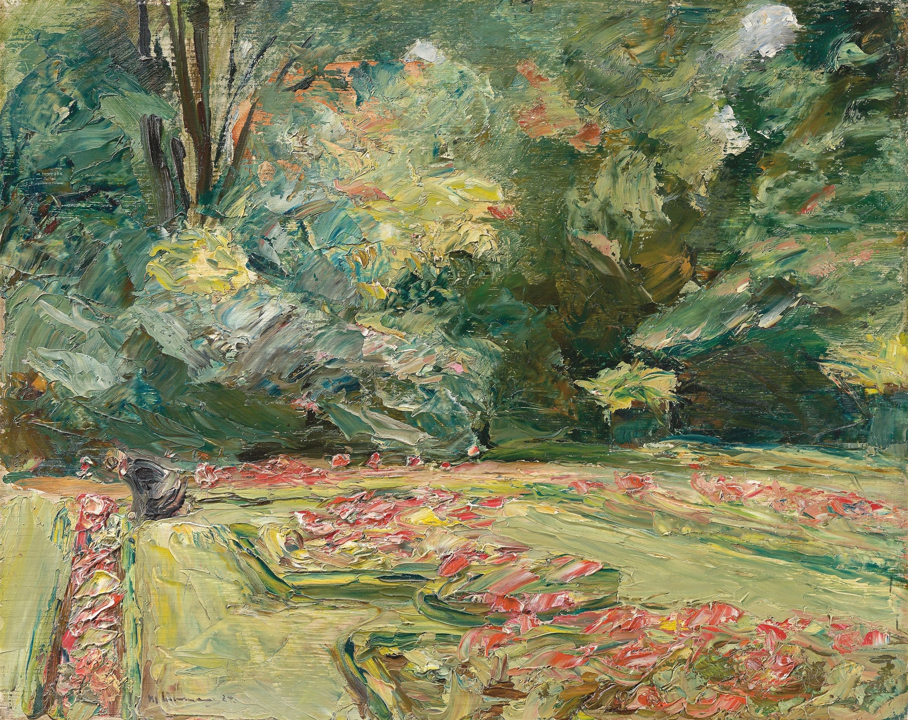 Die Blumenterrasse im Wannseegarten nach Norden, by Max Liebermann, public domain