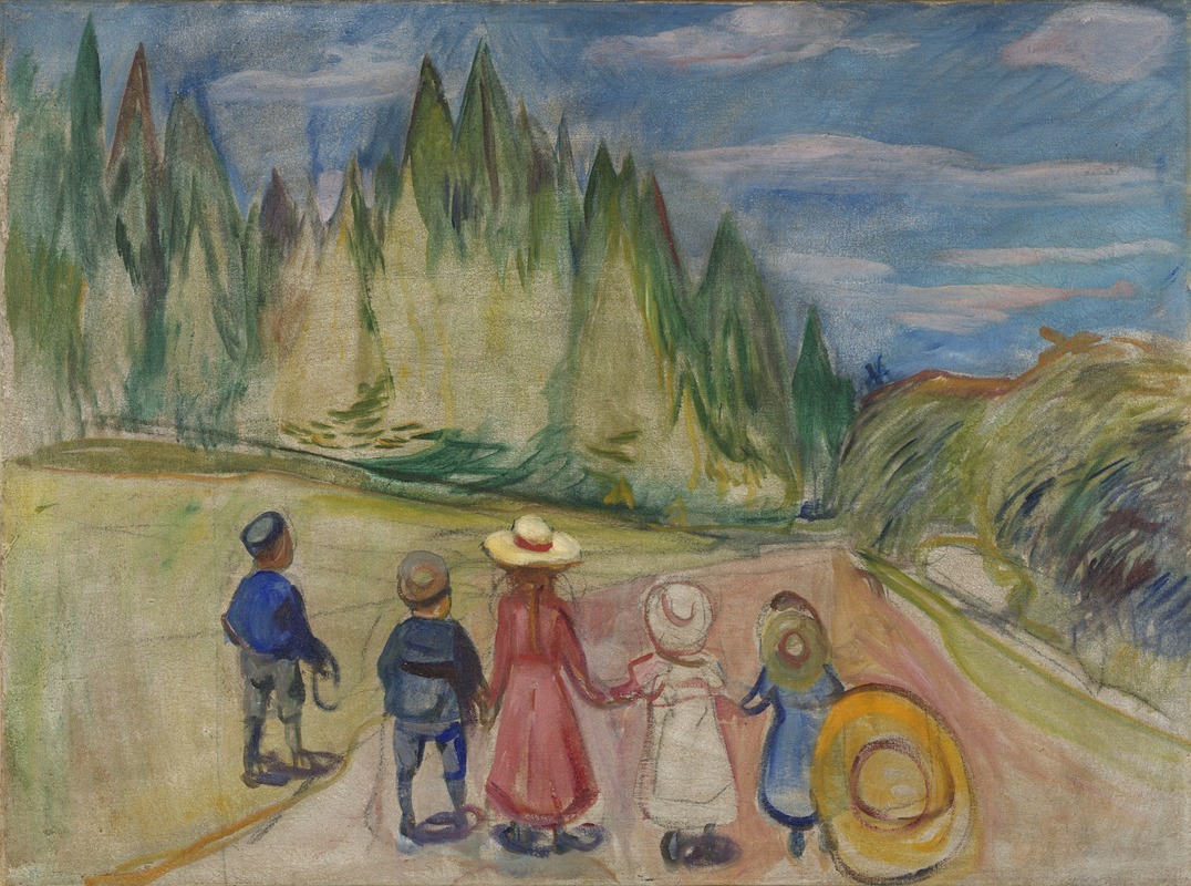 Edvard Munch's 'The Fairytale Forest' captures a mystical woodland scene.