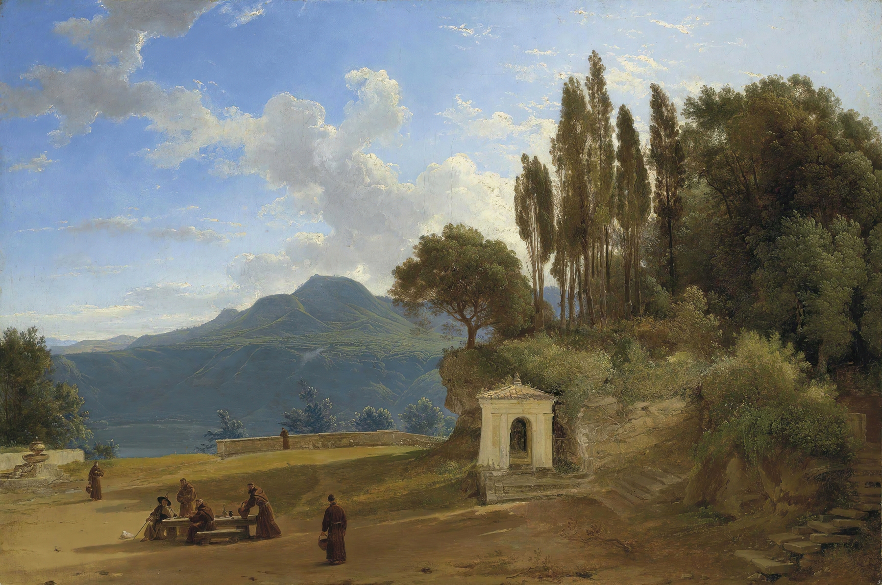 Monks before Lake Nemi, oil on canvas by Pierre-Athanase Chauvin