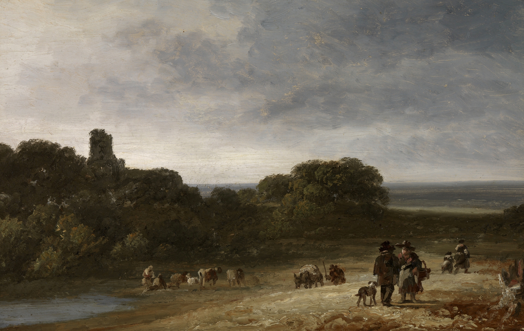 Landscape with livestock by Georges Michel, oil painting