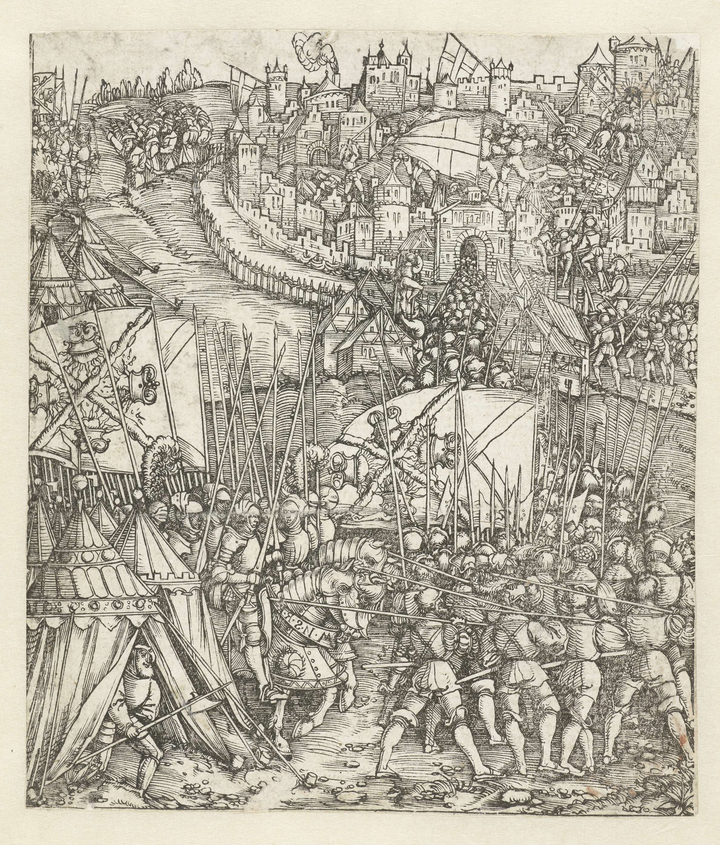 Historical scene of conflict, paper artwork by Hans Springinklee