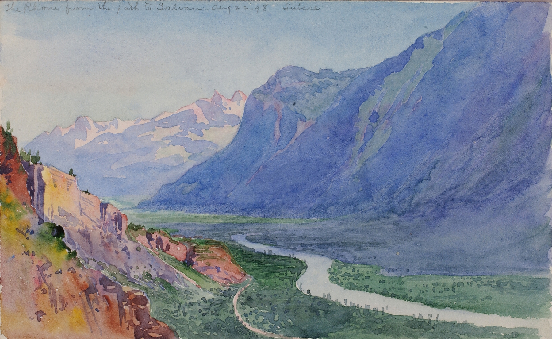 The Rhone from the Path to Salvari, oil on canvas by George Elbert Burr