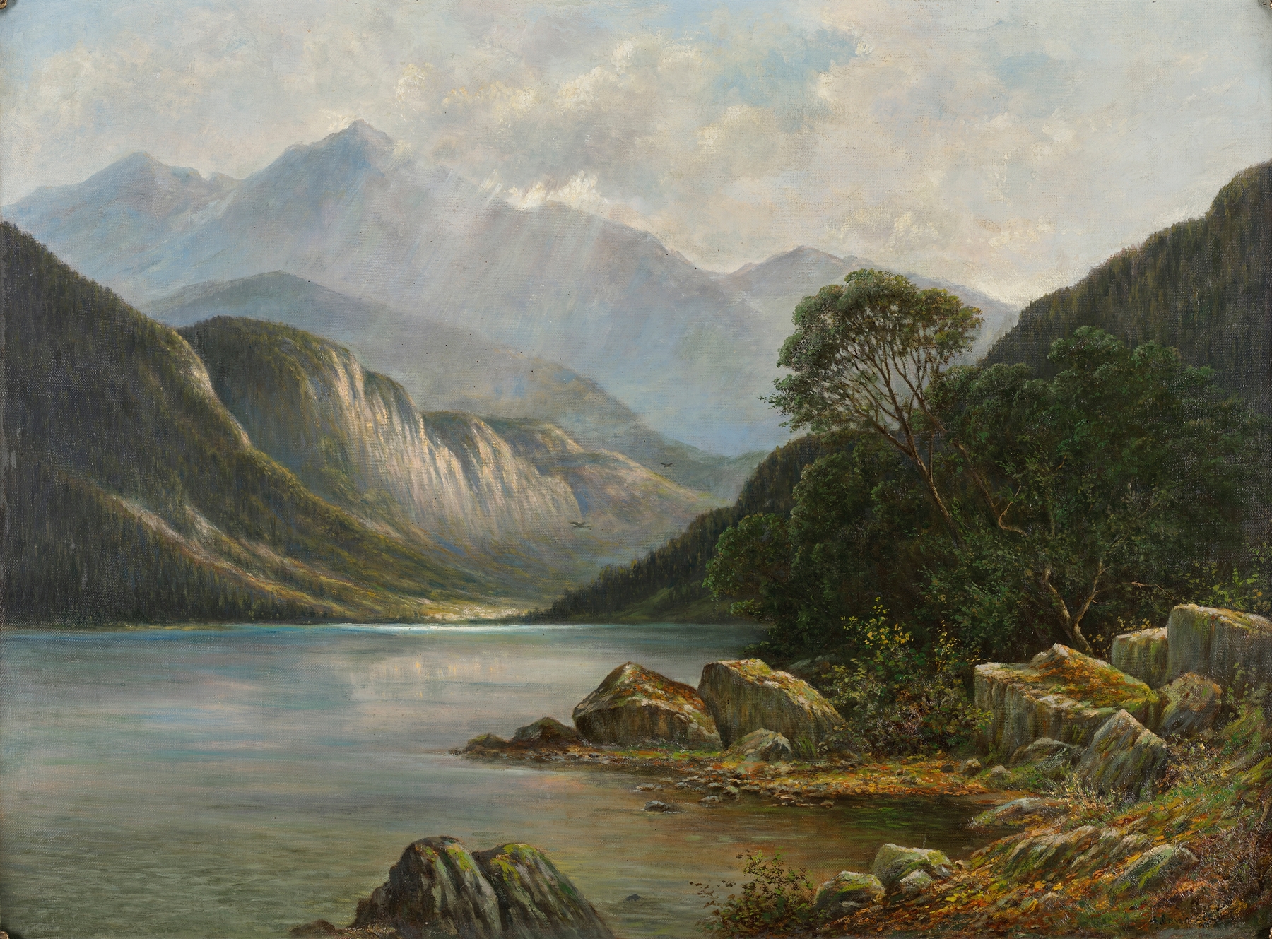 Landscape of Badersee mit Wetterstein by Franz Stephan Paschinger, oil painting