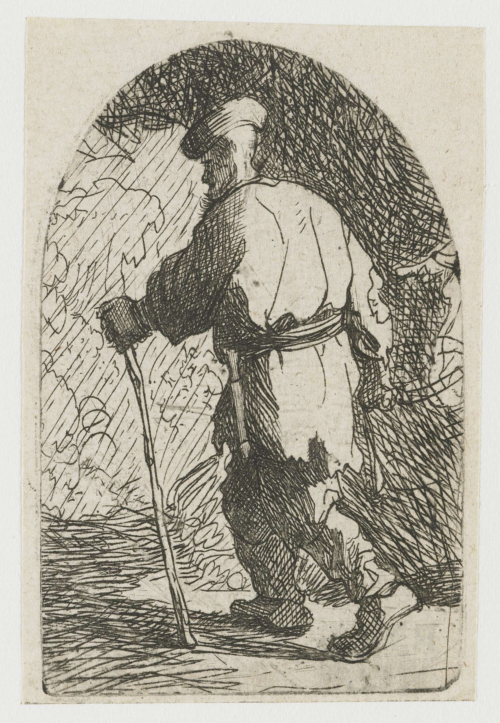 Etching by Rembrandt van Rijn depicting St. Joseph in The Flight into Egypt