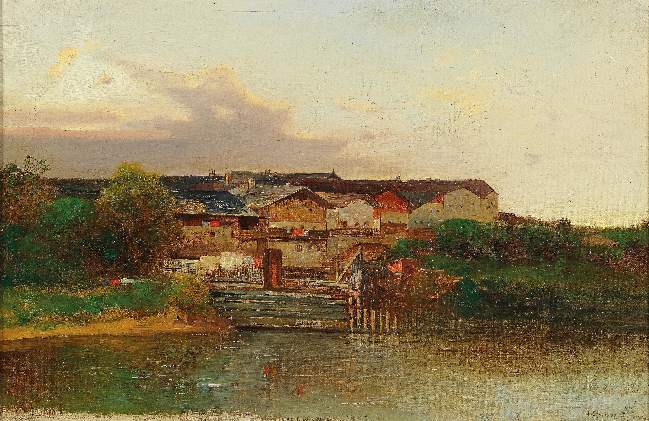 Wehr Am Fluss, by Adolf Obermüllner, public domain