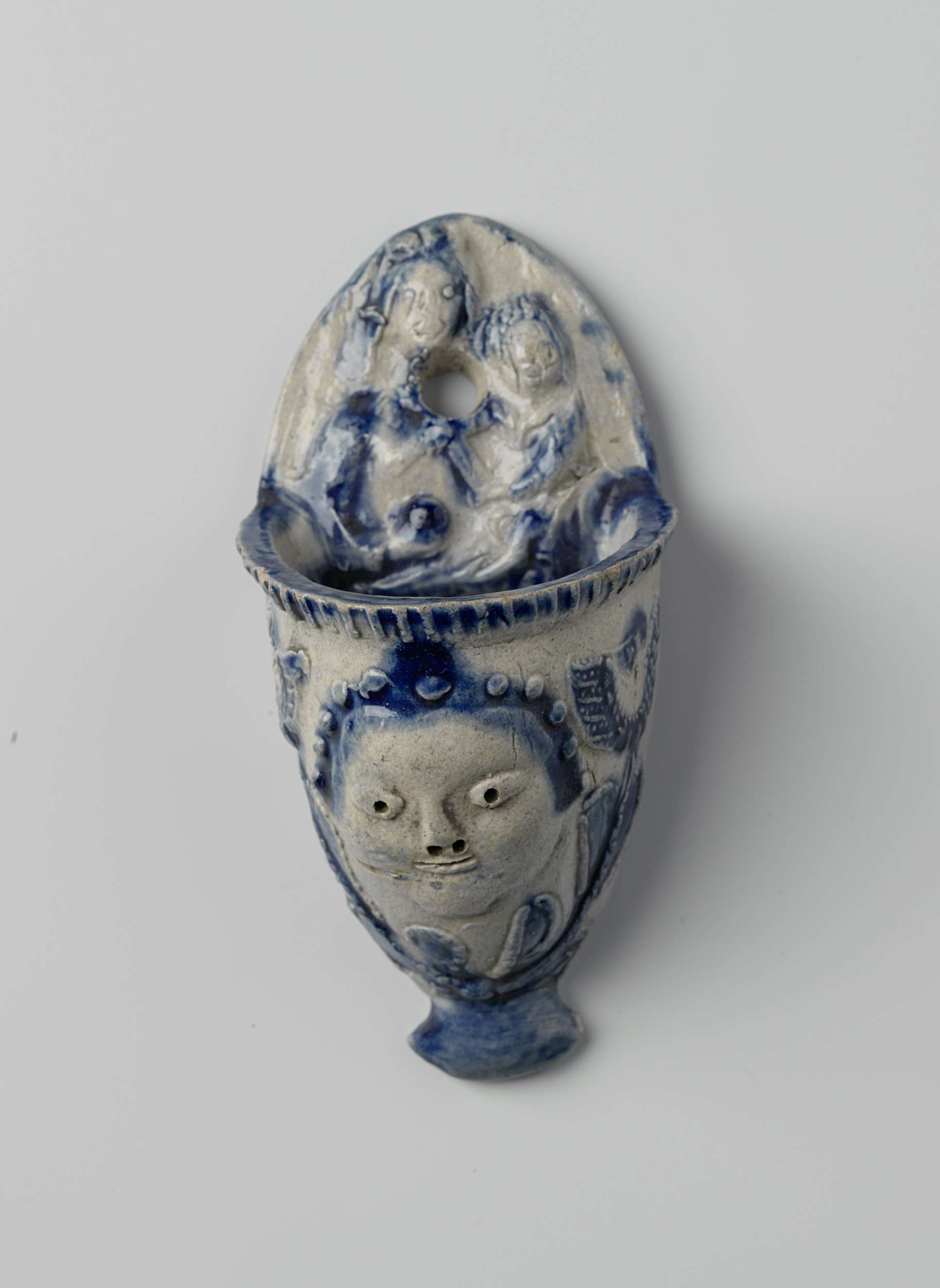 Holy water stoup featuring an angel's head and Madonna and Child, unknown medium, Unknown Artist.