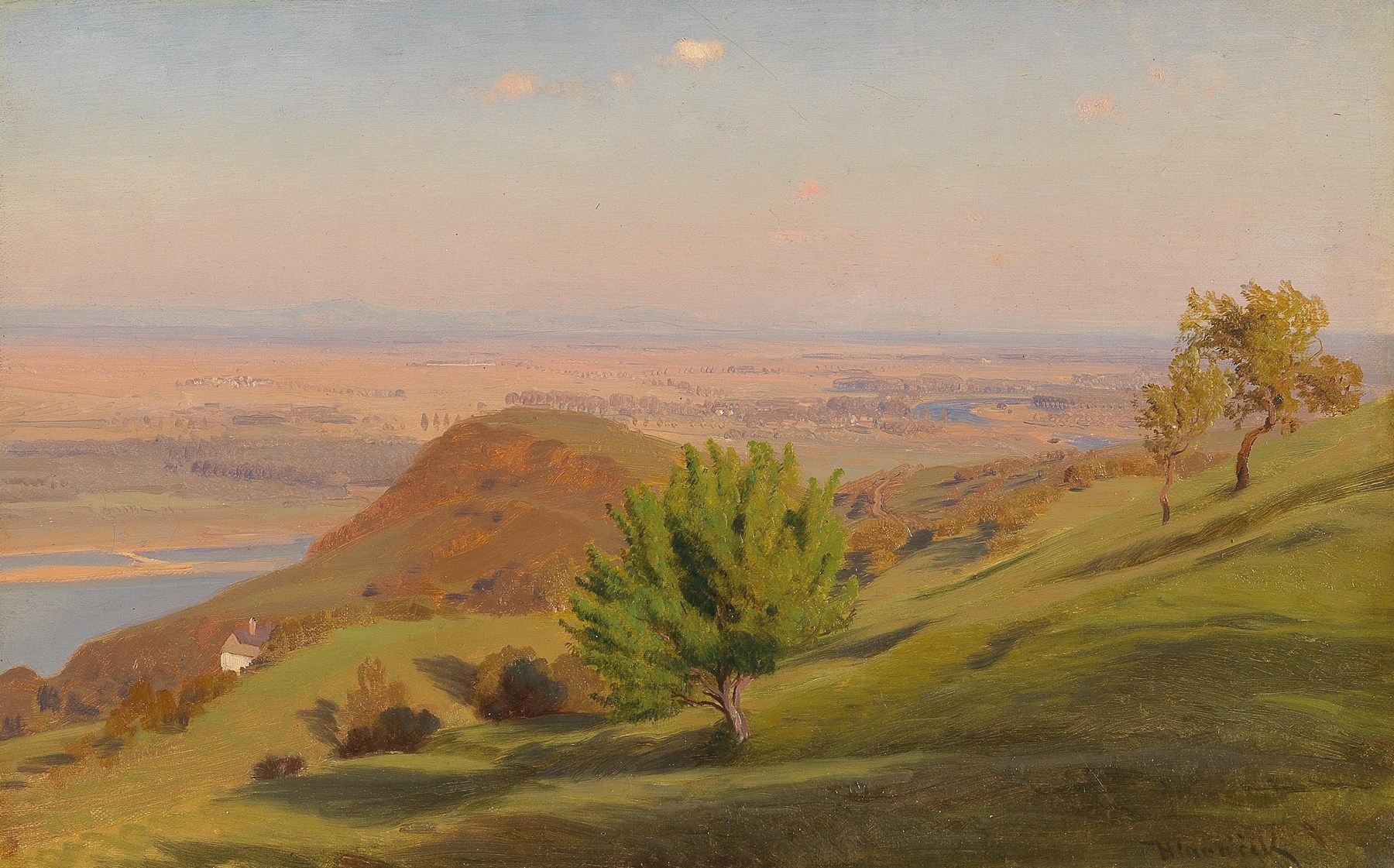 Danube Landscape near Vienna, by Anton Hlavacek, public domain