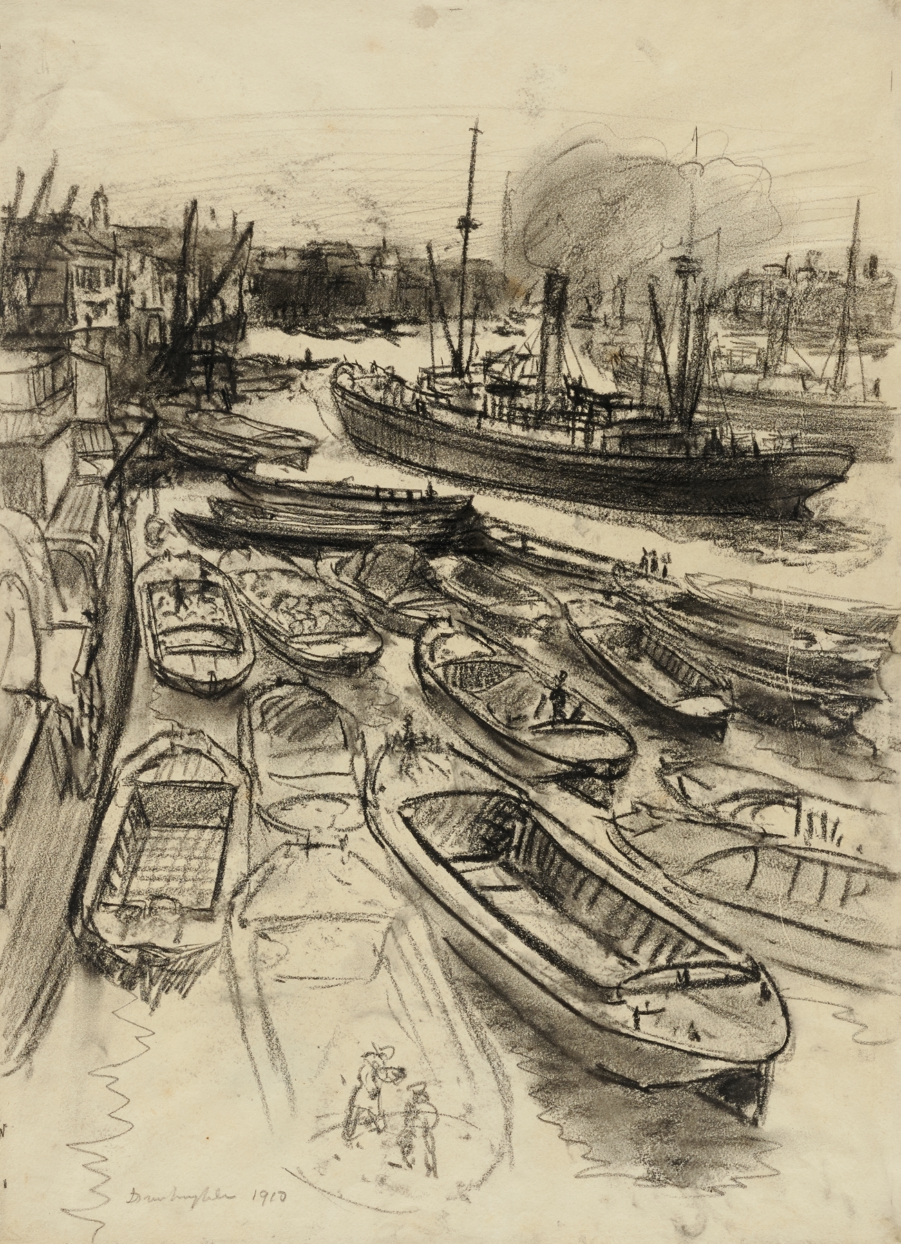 Landscape of London on the Thames by Donald Shaw MacLaughlan, oil on canvas